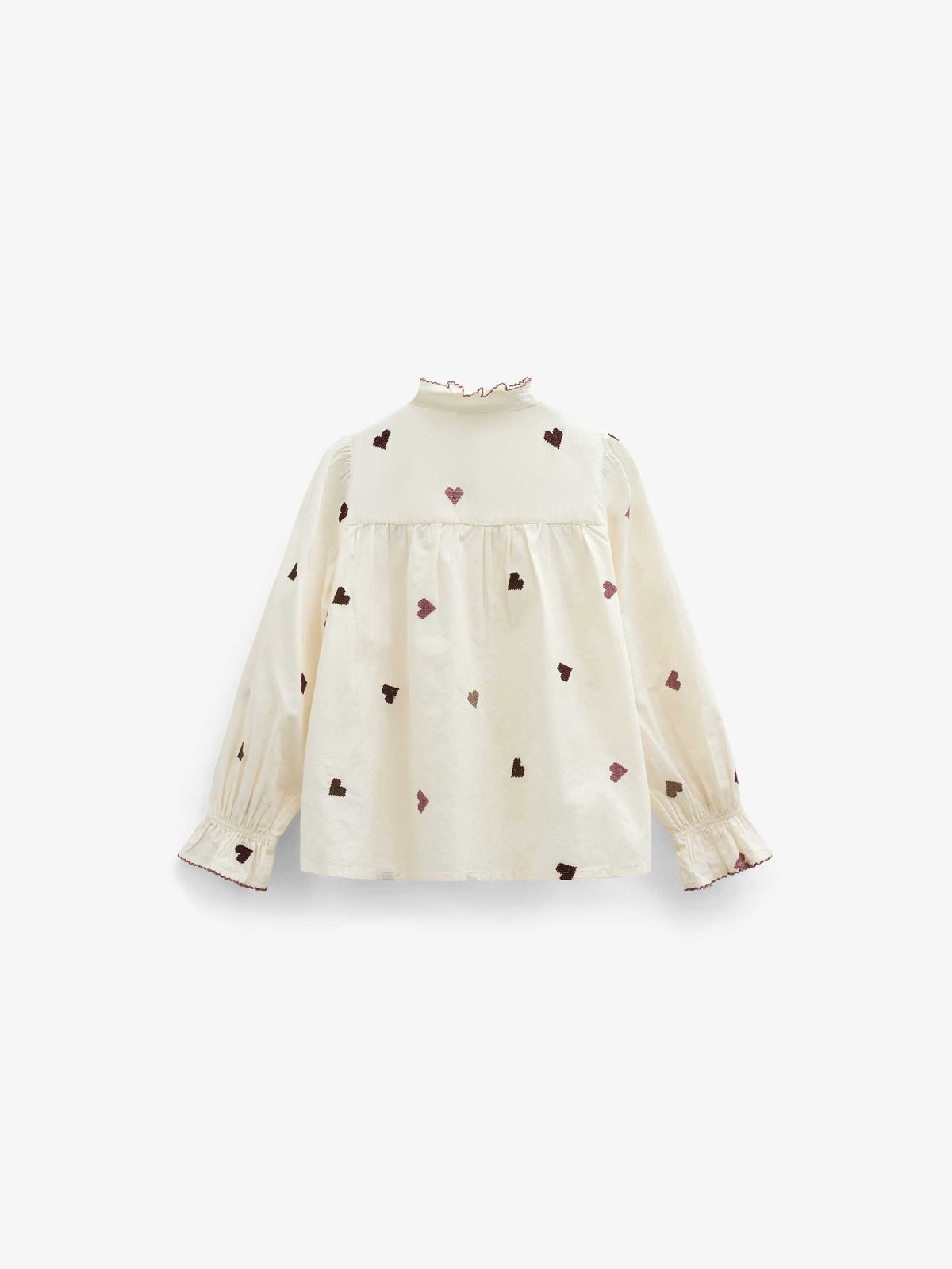 Heart Embroidered Cotton Blouse - Tween - Rose/Bordeaux | 101458 Elina