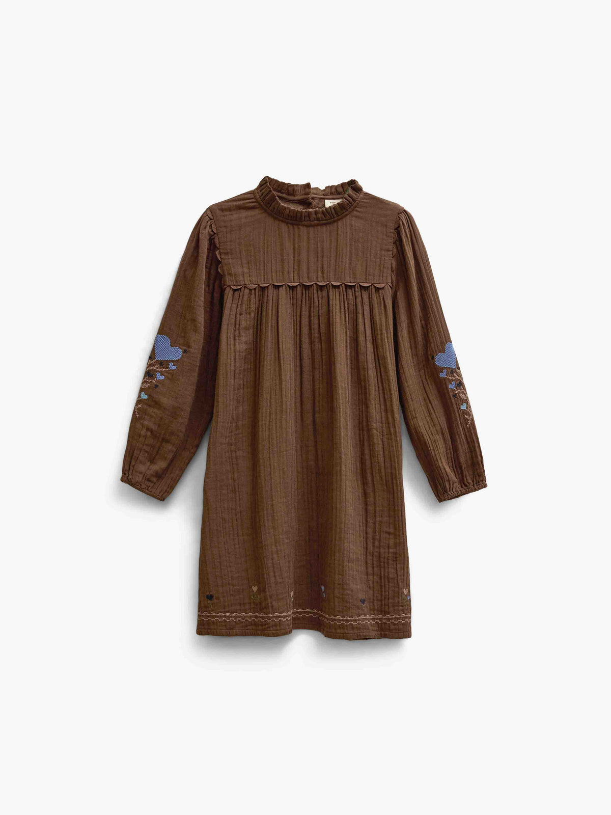 Cross-Stitch Double Gauze Dress - Tween - Brown | 101468 Laureen