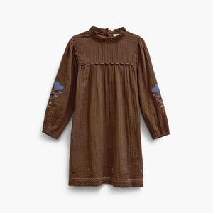 Cross-Stitch Double Gauze Dress - Kids - Brown | 101467 Laureen