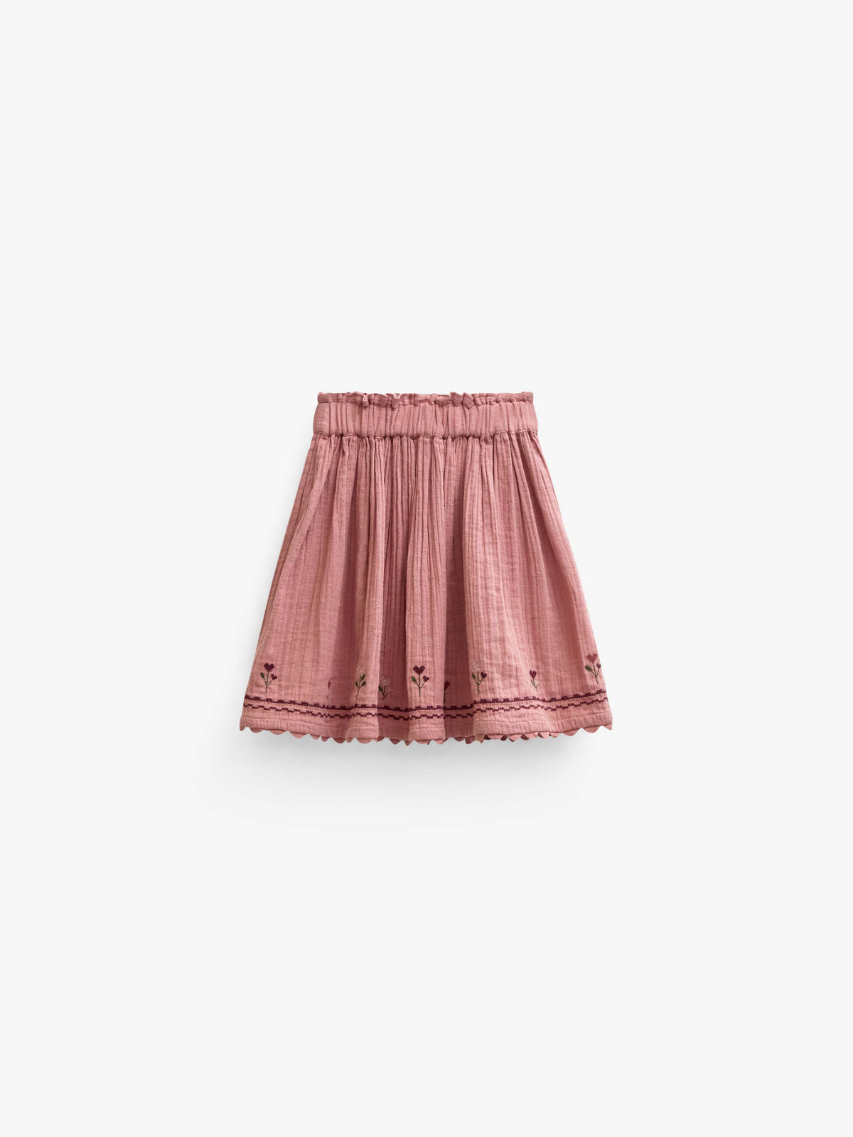 Cross-Stitch Double Gauze Skirt - Tween - Dusty Rose | 101470 Laureen