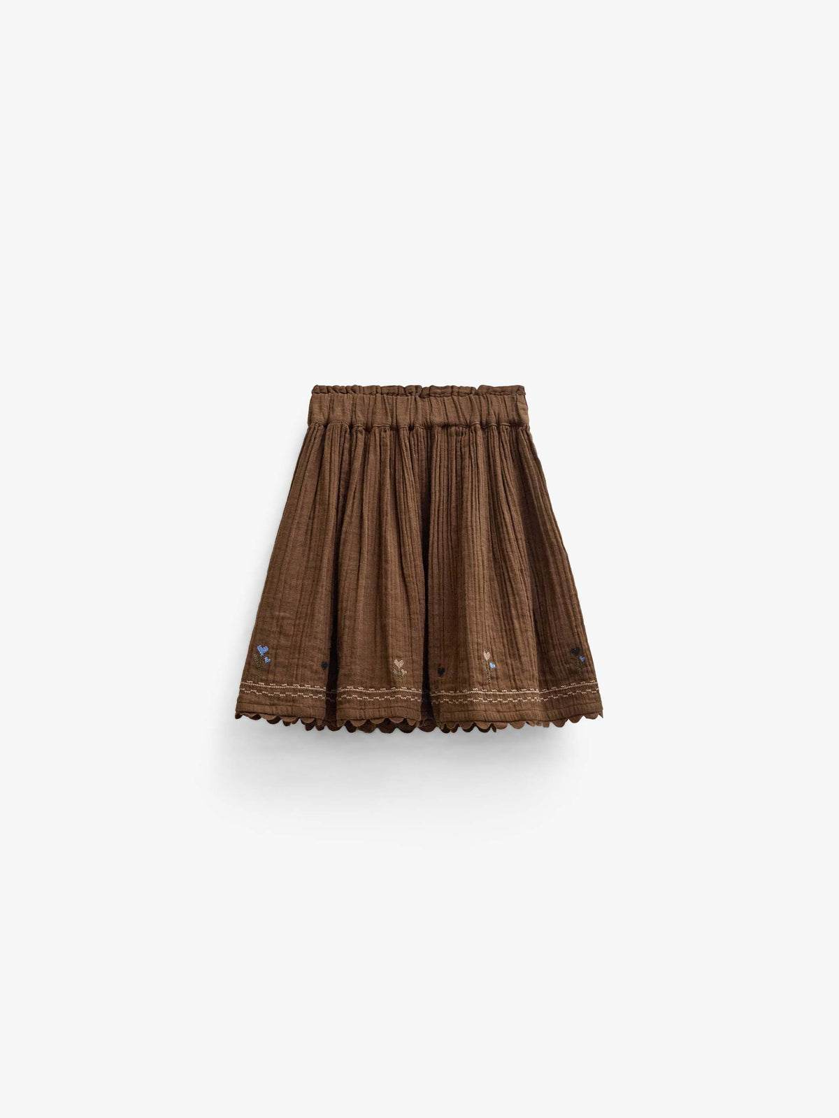 Cross-Stitch Double Gauze Skirt - Kids - Brown | 101471 Laureen