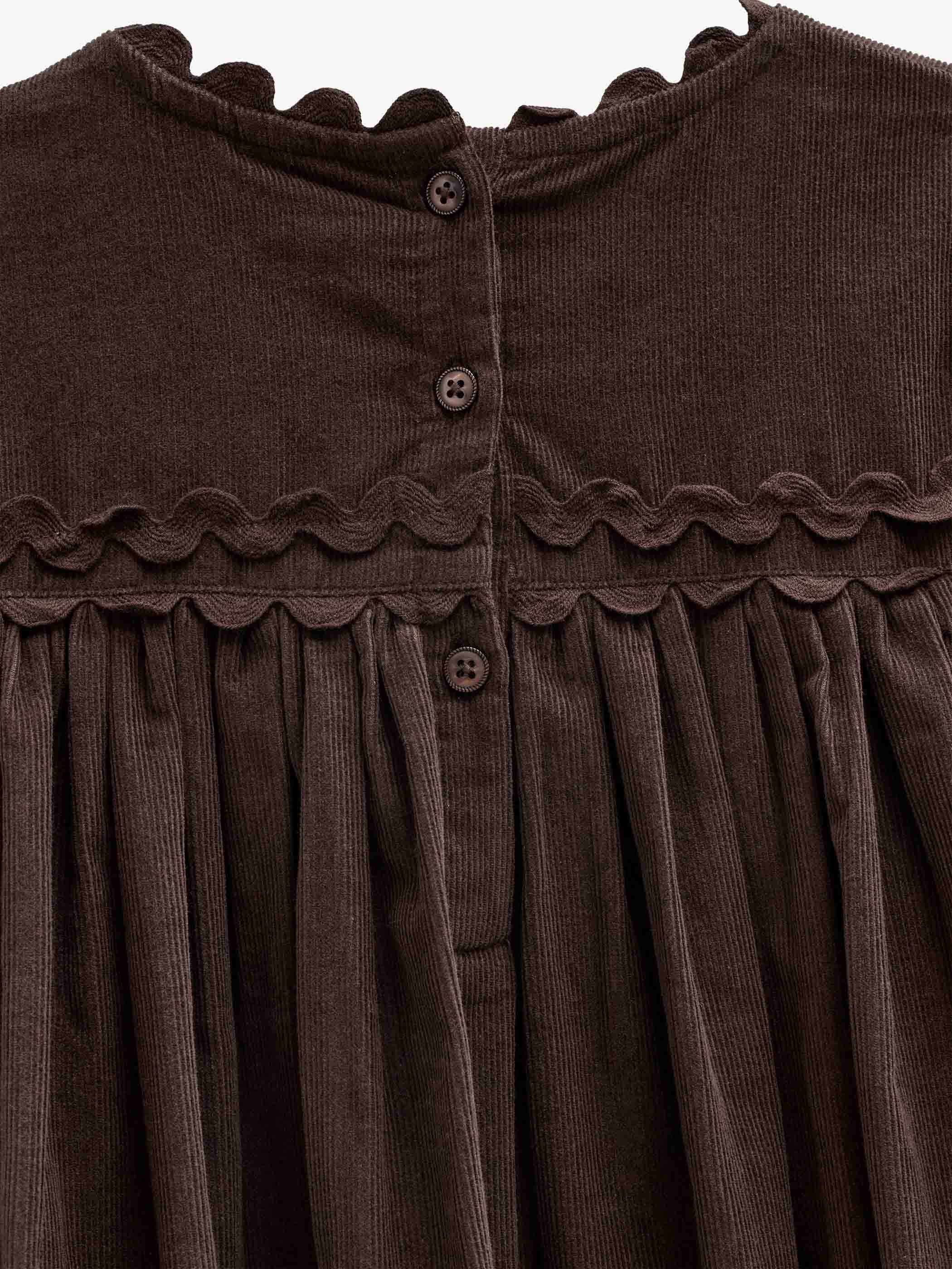 Ric Rac Corduroy Dress - Kids - Dark Brown | 101473 Sille