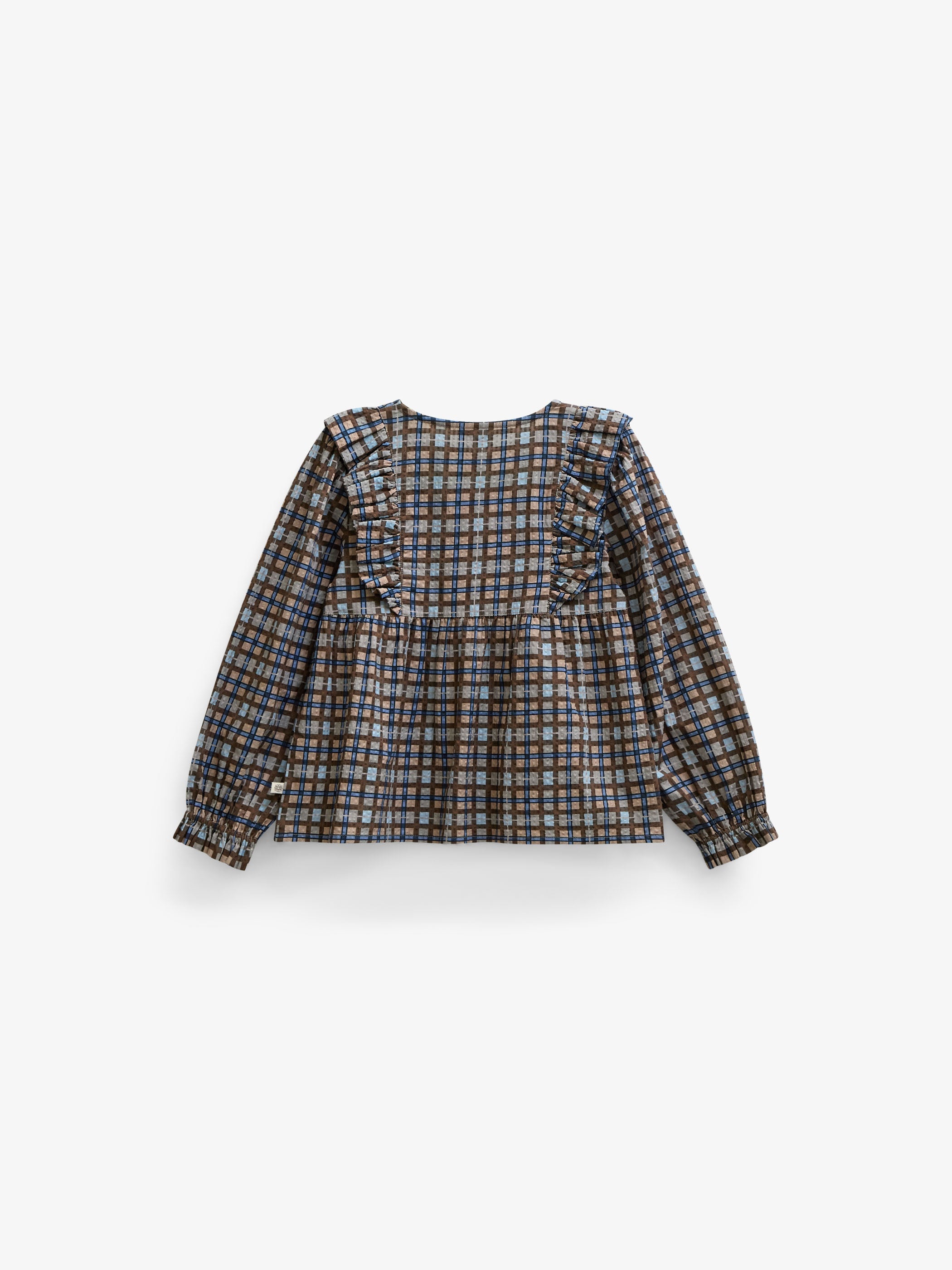 Checked Cotton Frill Blouse - Tween - Blue | 101496 Penny