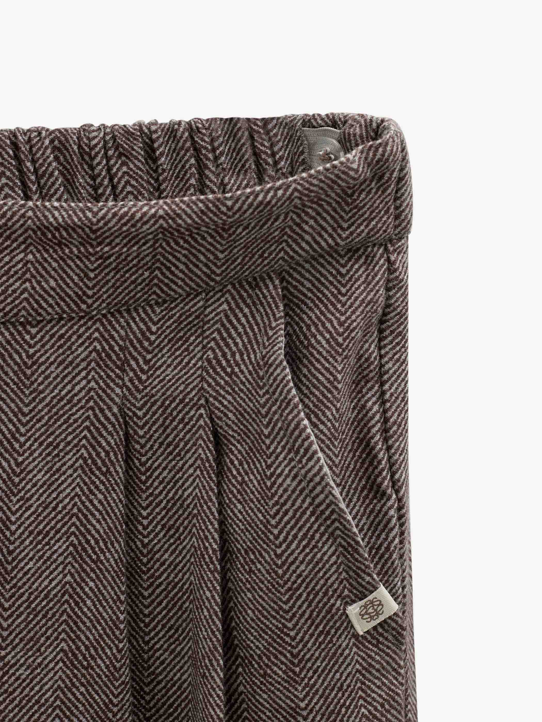 Cotton Herringbone Trousers - Tween - Dark Brown | 101522 Susse
