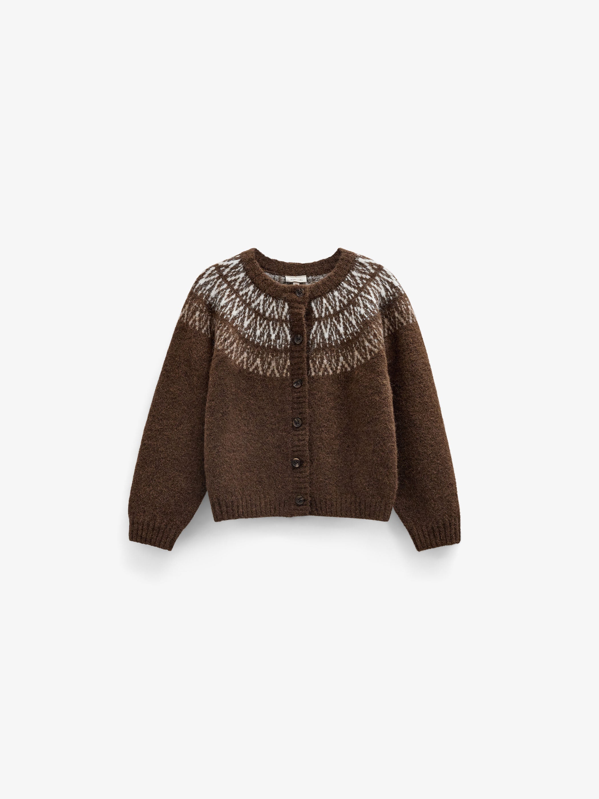 Jacquard Knit Cardigan - Tween - Brown | 101524 Daniella