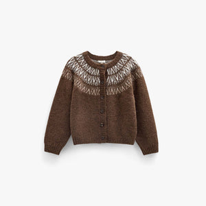 Jacquard Knit Cardigan - Kids - Brown | 101523 Daniella