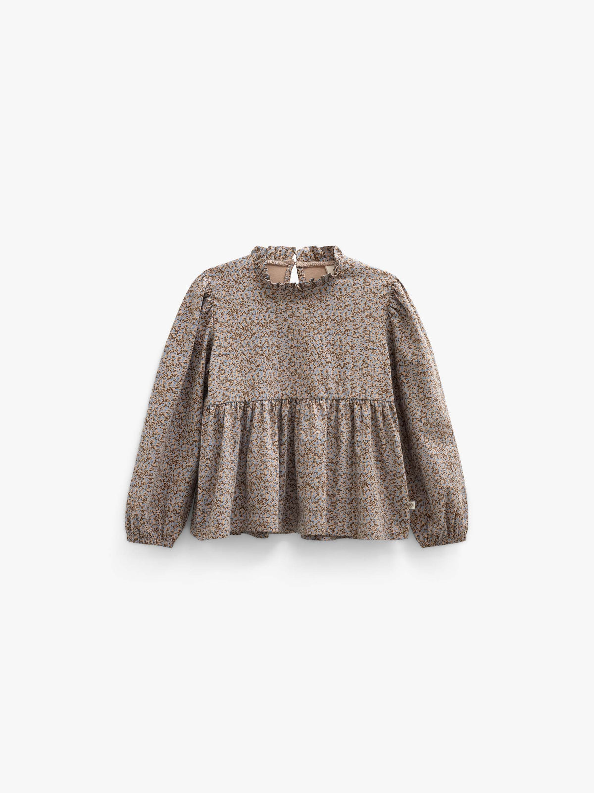Printed Peplum Jersey Blouse - Tween - Blue/Brown | 101542 Heidi