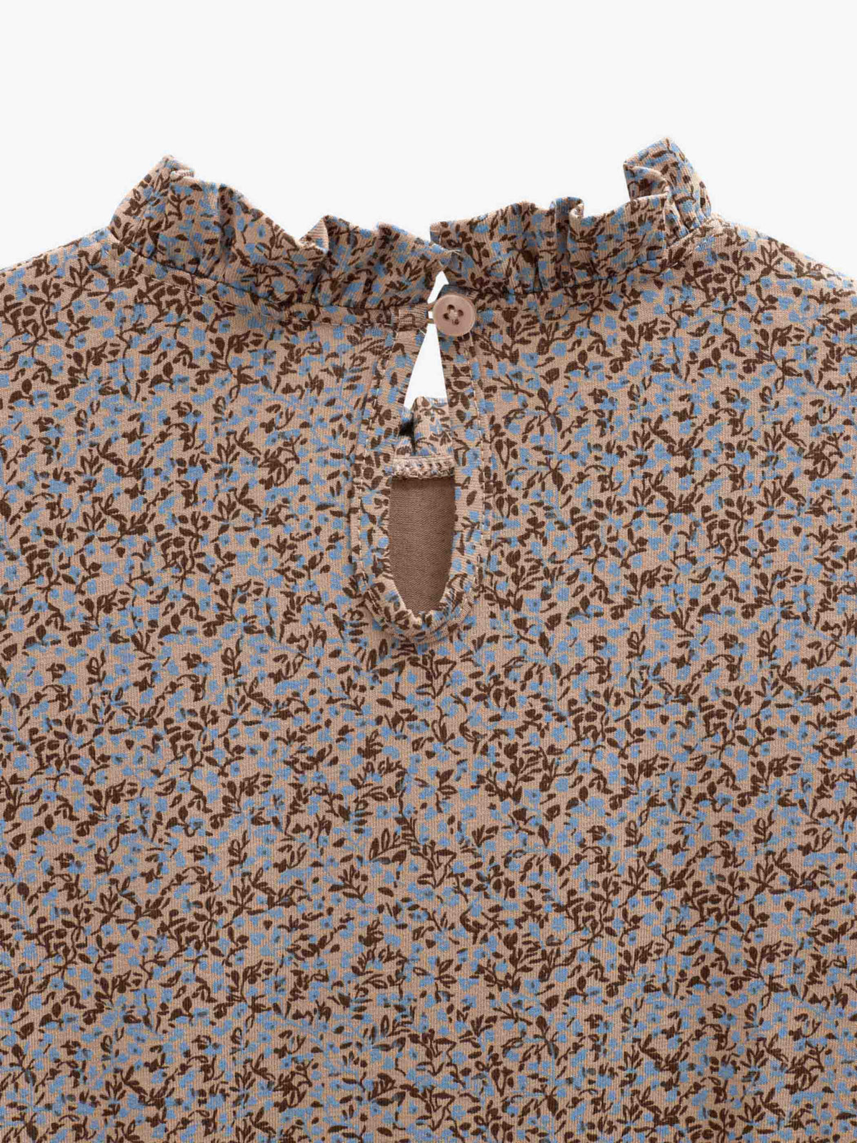Printed Peplum Jersey Blouse - Tween - Blue/Brown | 101542 Heidi