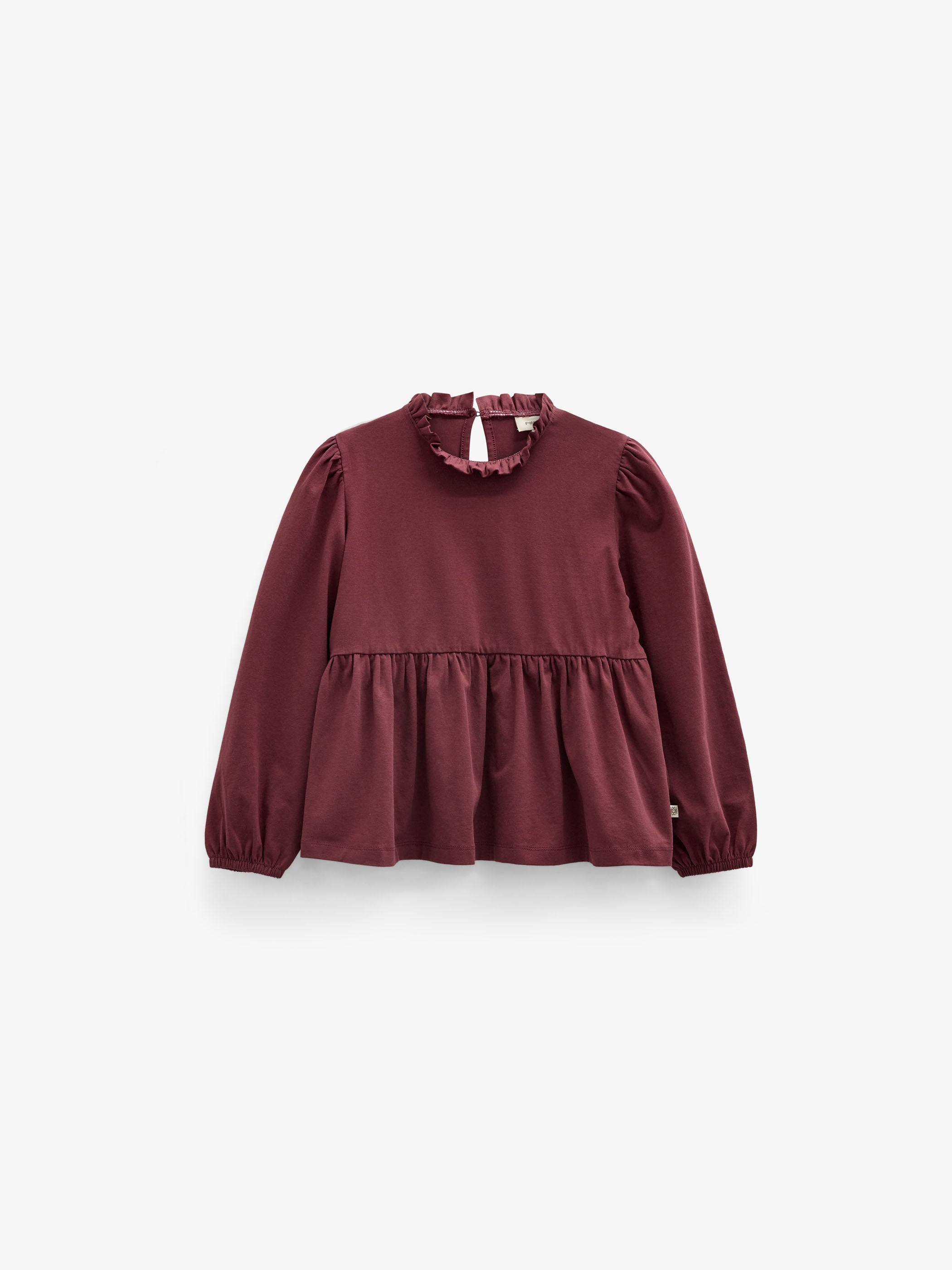Solid Peplum Jersey Blouse - Tween - Bordeaux | 101548 Heidi