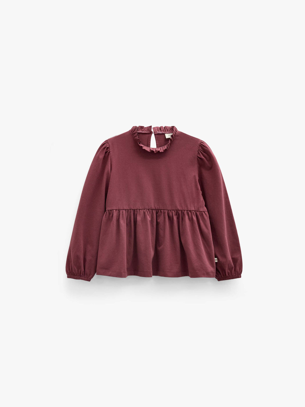 Solid Peplum Jersey Blouse - Kids - Bordeaux | 101547 Heidi
