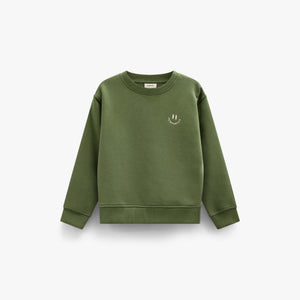 Smiley Crew Neck Sweatshirt - Kids - Moss Green | 101575 Andrew