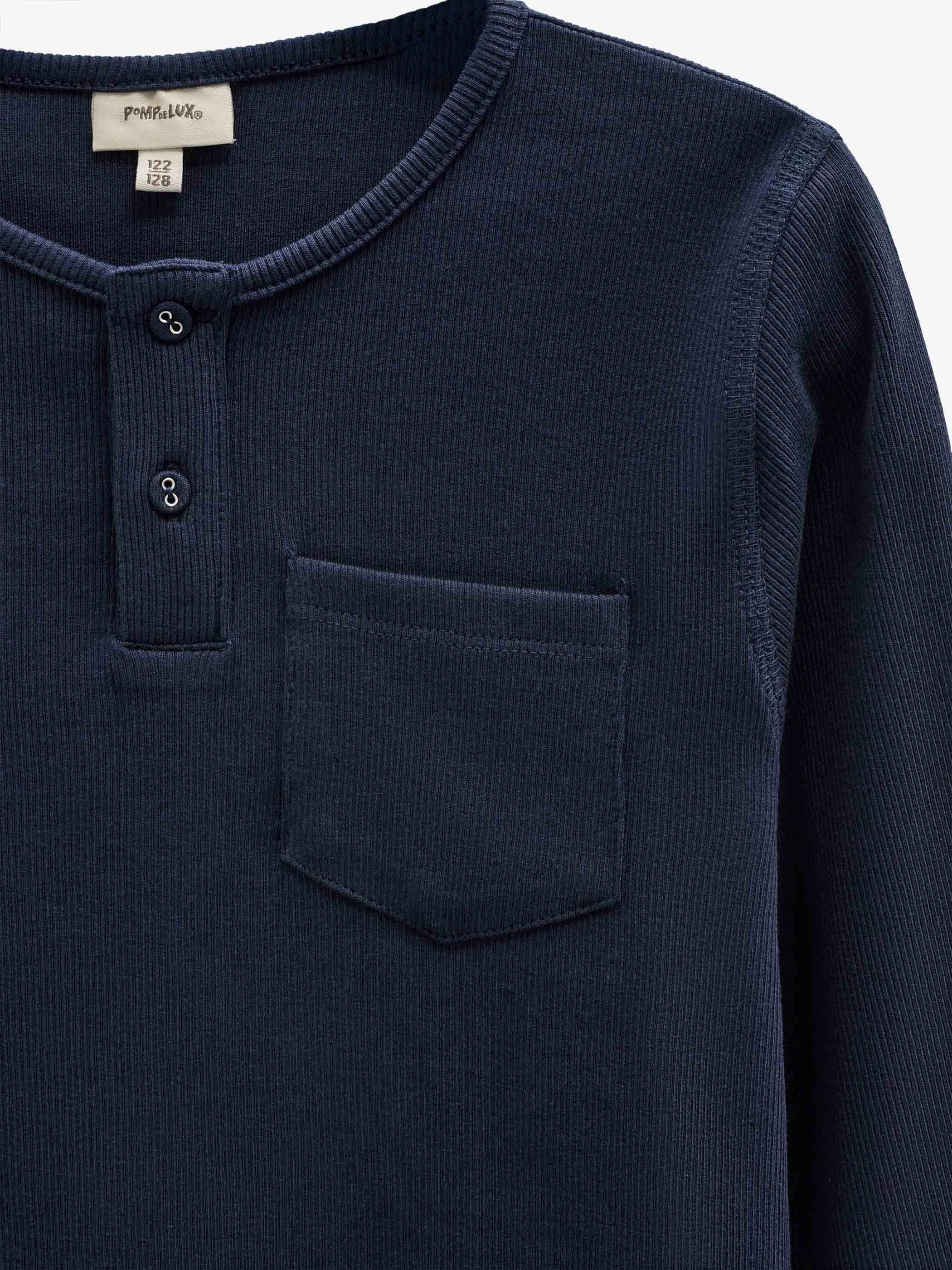 Ribbed Long-Sleeve Henley T-Shirt - Tween - Navy | 101592 Conrad