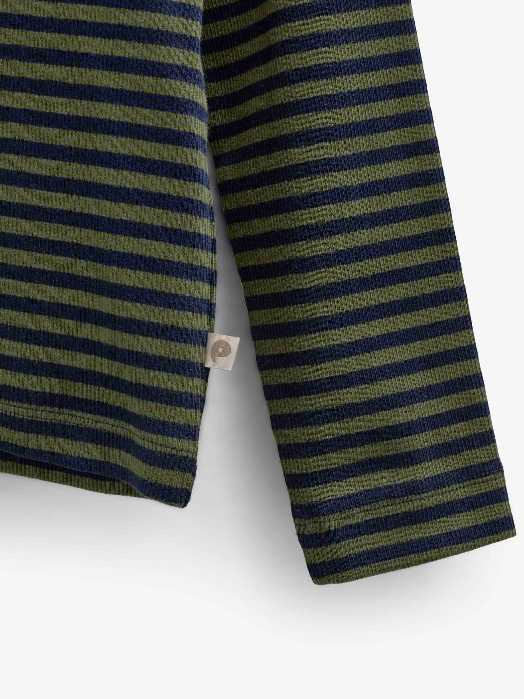 Ribbed Long-Sleeve T-Shirt - Tween - Moss Green/Navy Stripe | 101602 Conrad