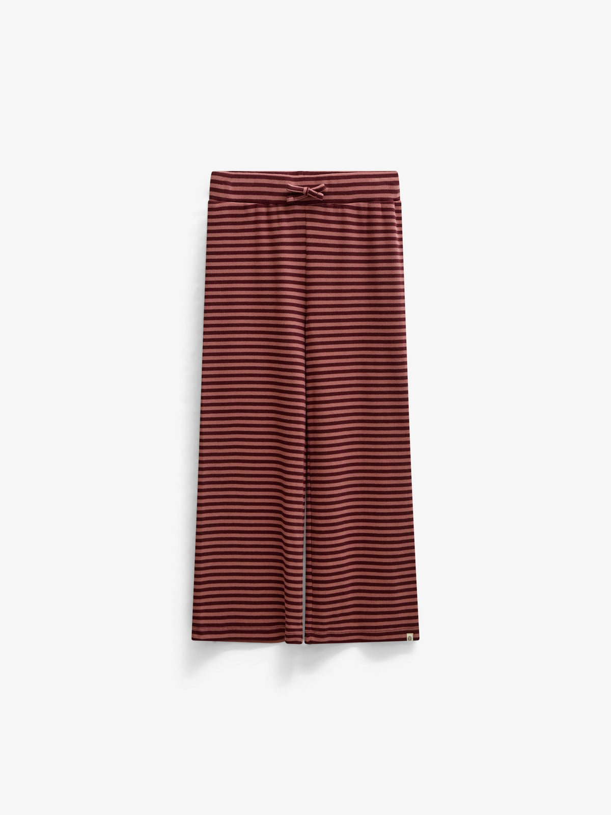 Striped Wide-Leg Rib Trousers - Tween - Dusty Rose/Bordeaux | 101607 Gloria