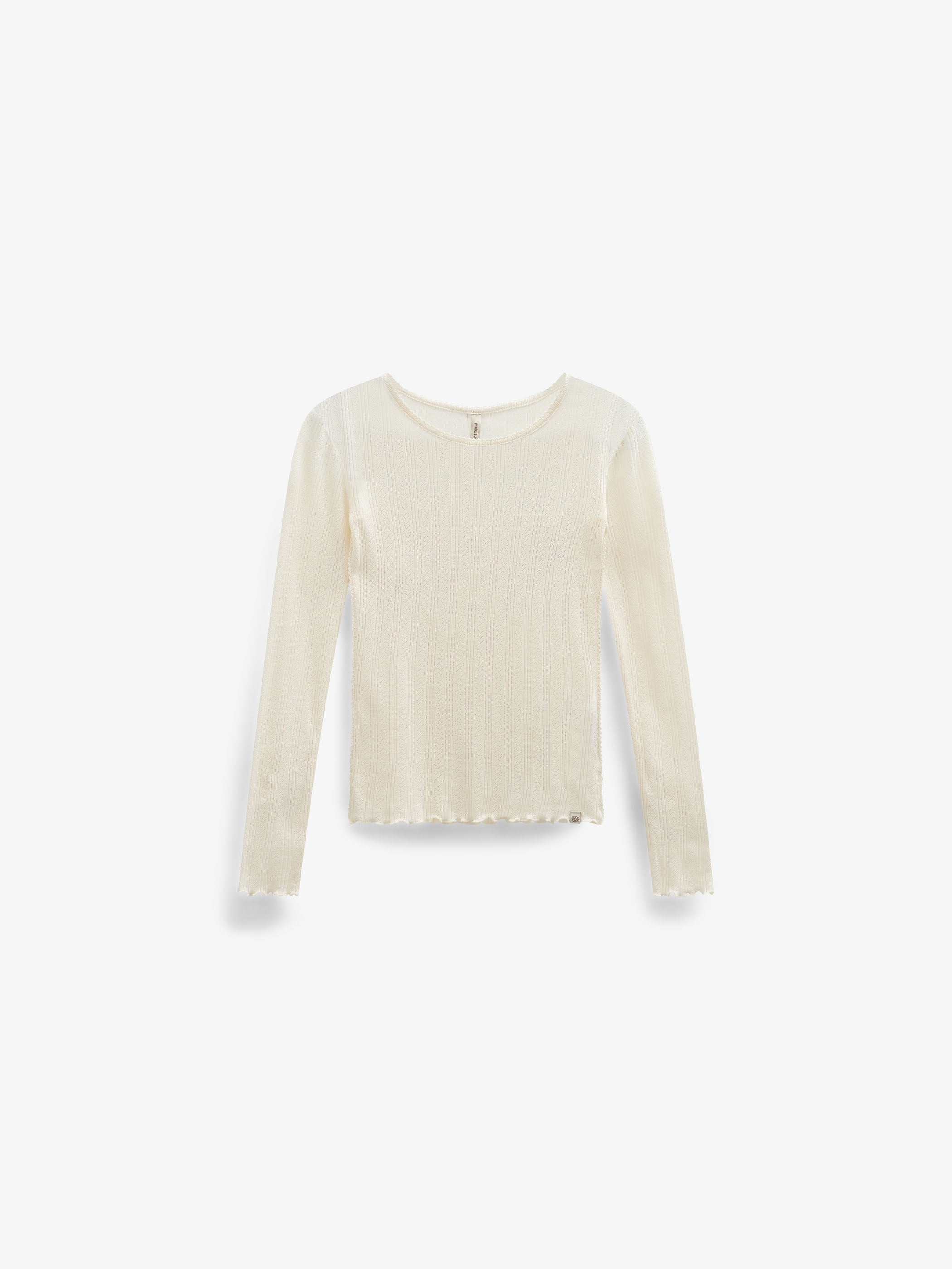 Long-Sleeve Cotton-Modal Pointelle T-Shirt - Kids - Offwhite | 101608 Ruby