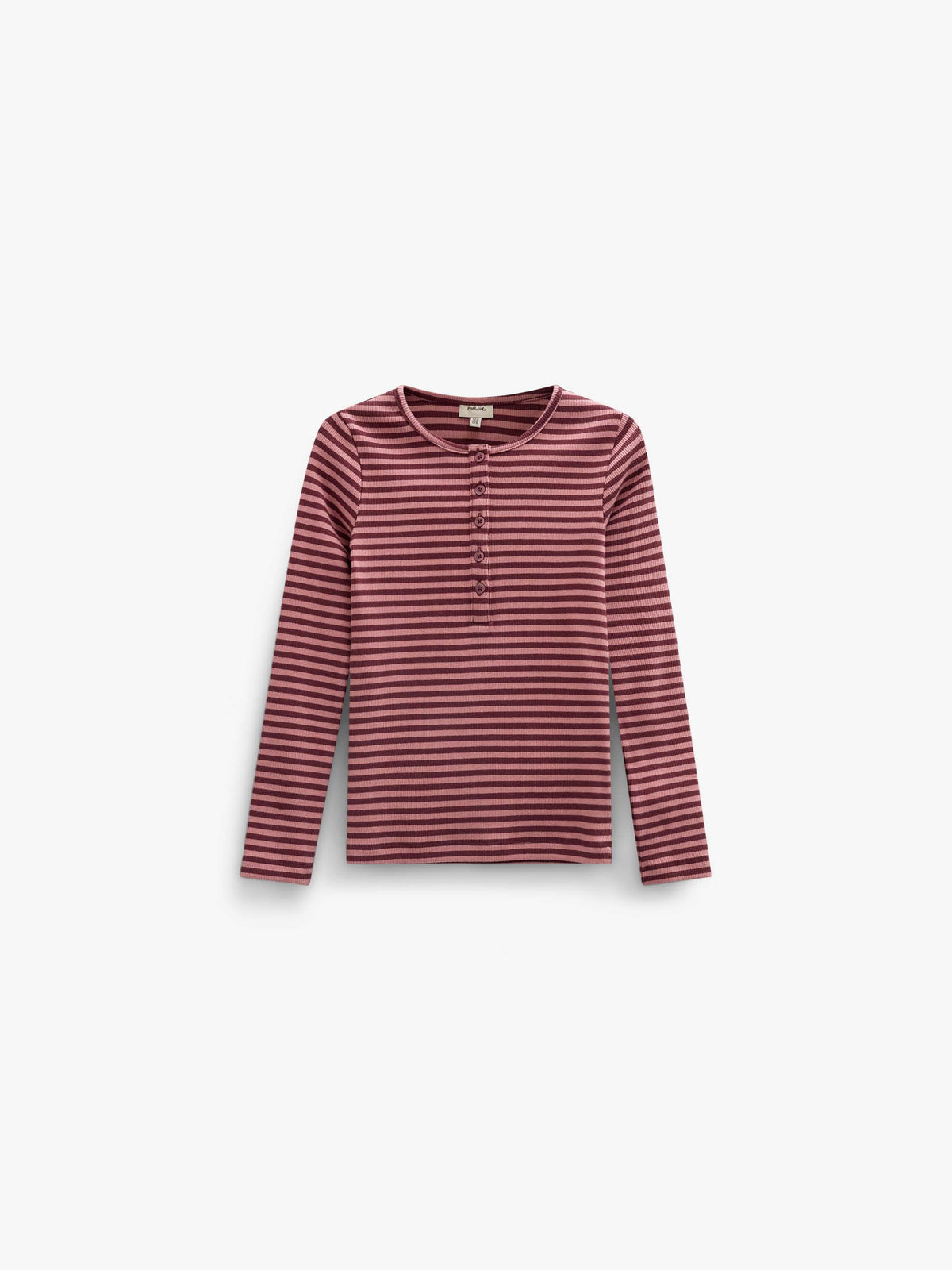 Striped Rib Long-Sleeve T-Shirt - Tween - Dusty Rose/Bordeaux | 101617 Gloria