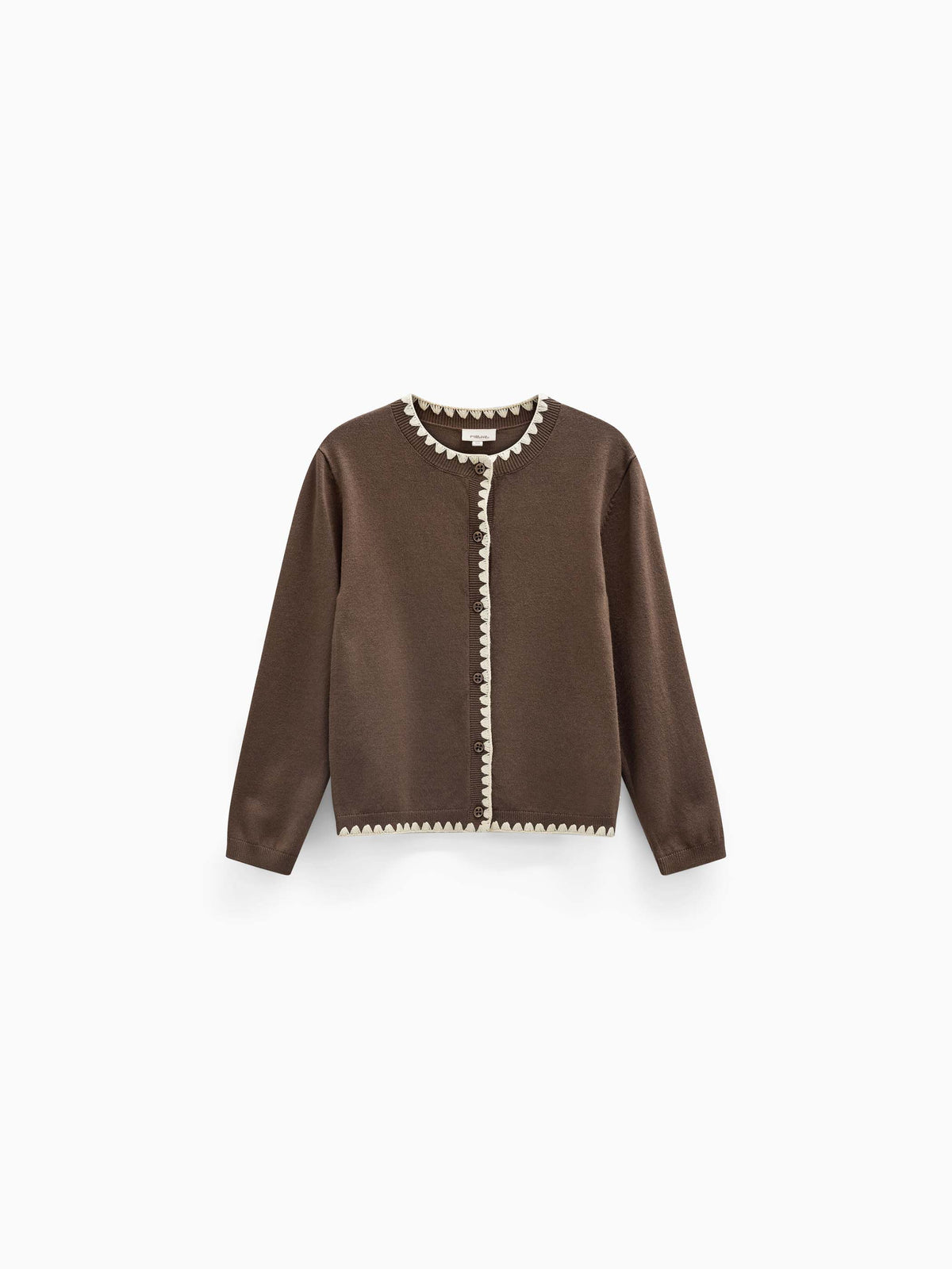 Contrast Stitch Cardigan - Tween - Brown/Offwhite | 101633 Lia
