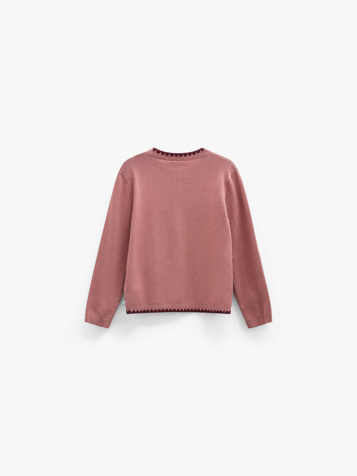 Contrast Stitch Cardigan - Tween - Dusty Rose/Bordeaux | 101635 Lia