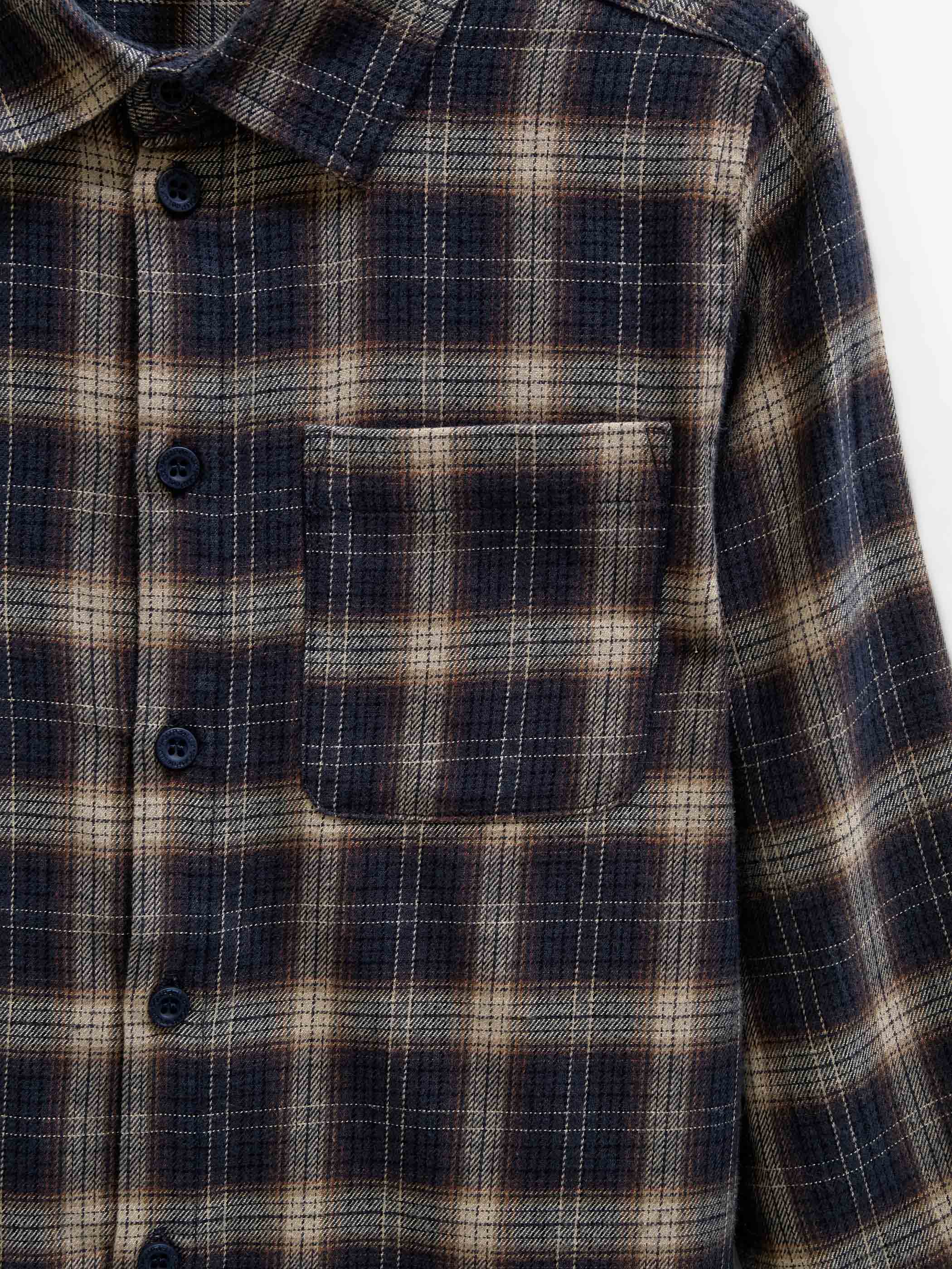 Checked Flannel Shirt - Tween - Navy/Beige | 101650 Edwin