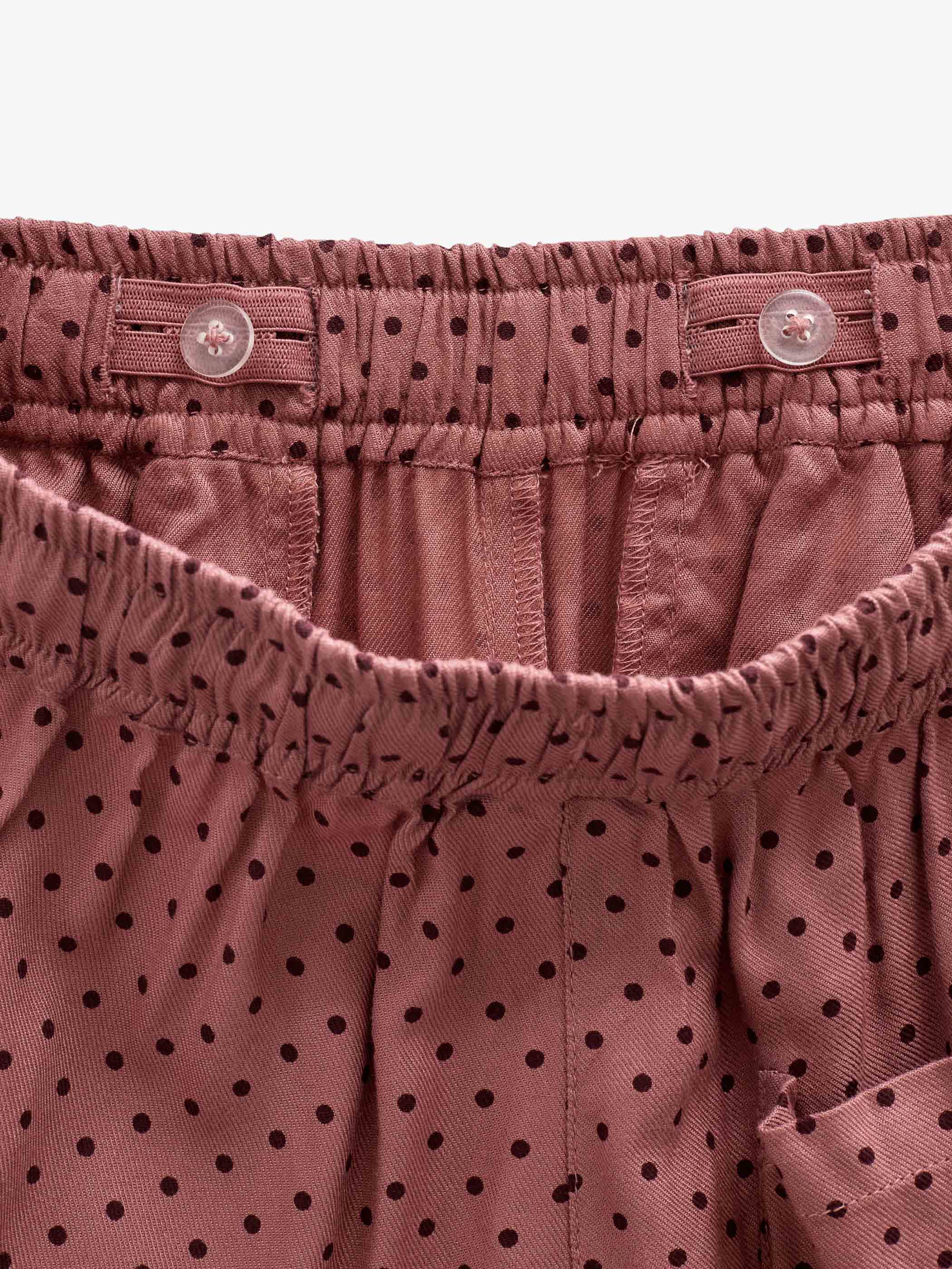 Dotted Wide-Leg Viscose Trousers - Tween - Dusty Rose/Bordeaux | 101659 Feline