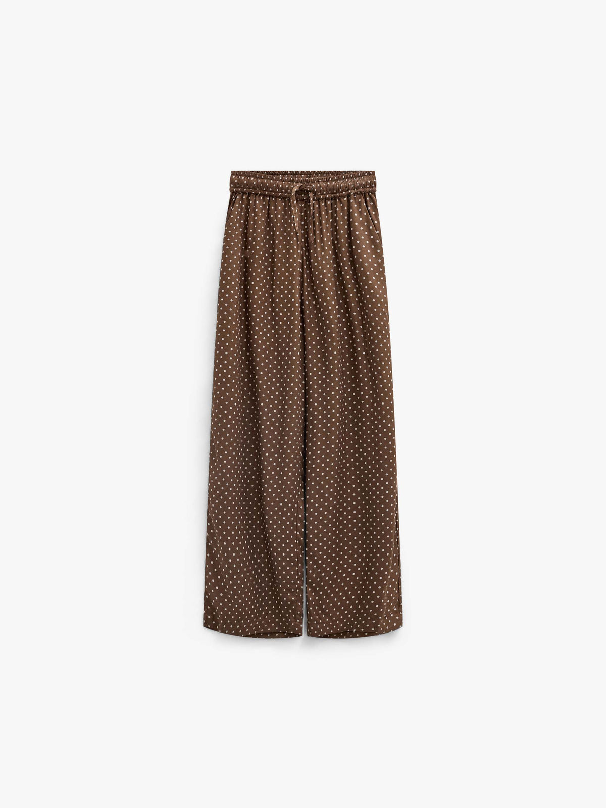 Dotted Wide-Leg Viscose Trousers - Tween - Brown/Offwhite | 101660 Feline