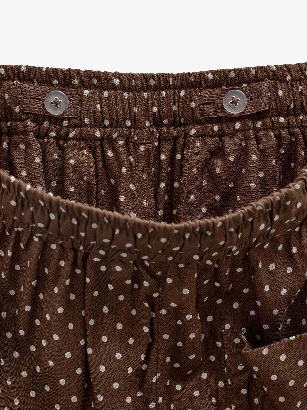 Dotted Wide-Leg Viscose Trousers - Tween - Brown/Offwhite | 101660 Feline