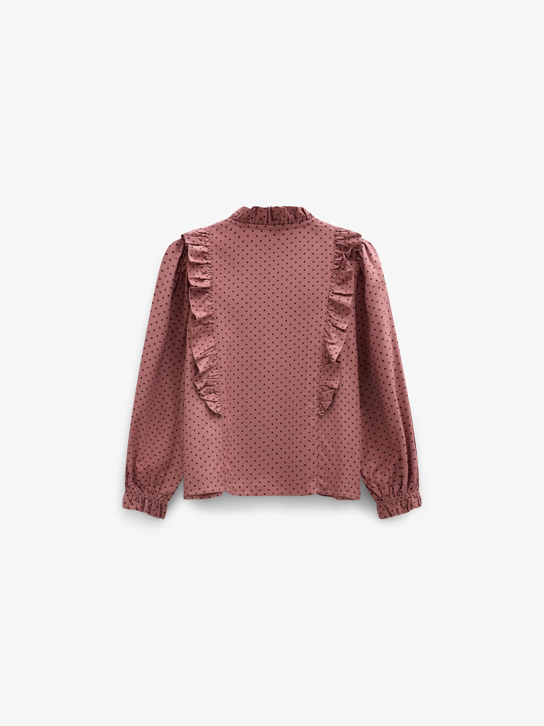 Dotted Viscose Frill Blouse - Tween - Dusty Rose/Bordeaux | 101661 Feline
