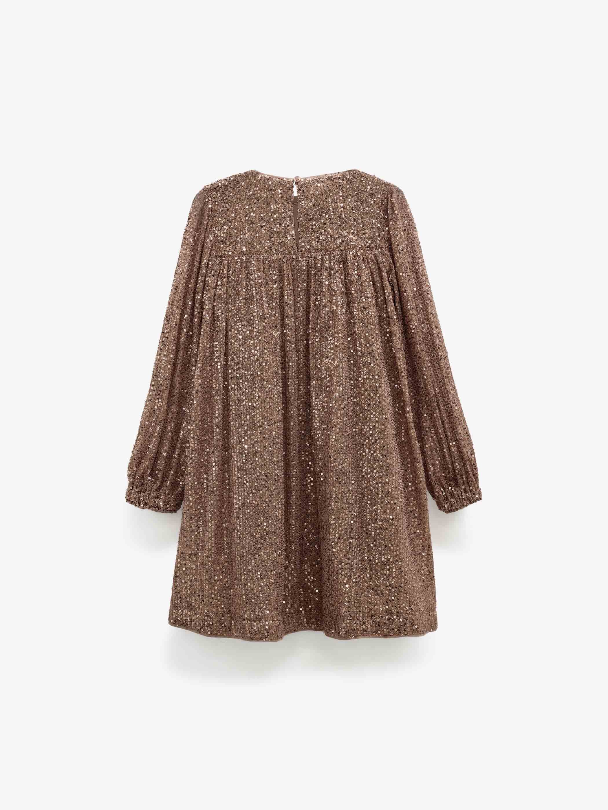 Sequin Dress - Tween - Light Brown | 101676 Amber