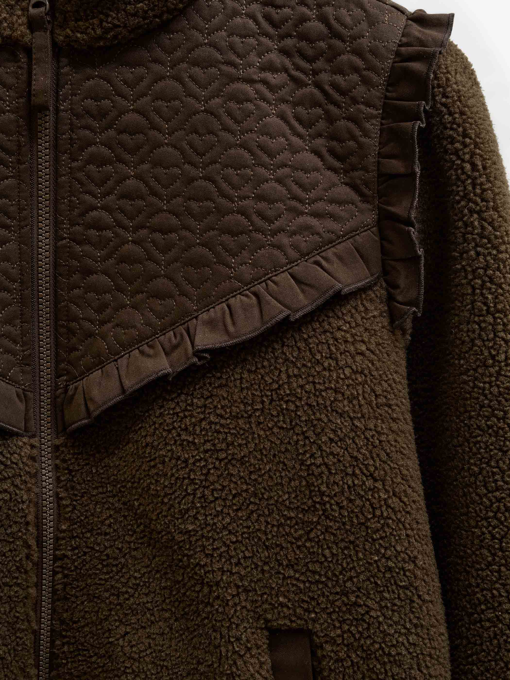 Quilted Yoke Teddy Jacket - Kids - Dark Brown | 101683 Hailey