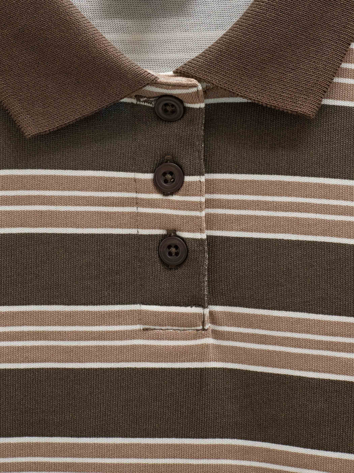 Striped Long-Sleeve Jersey Polo - Tween - Brown | 101696 Hope