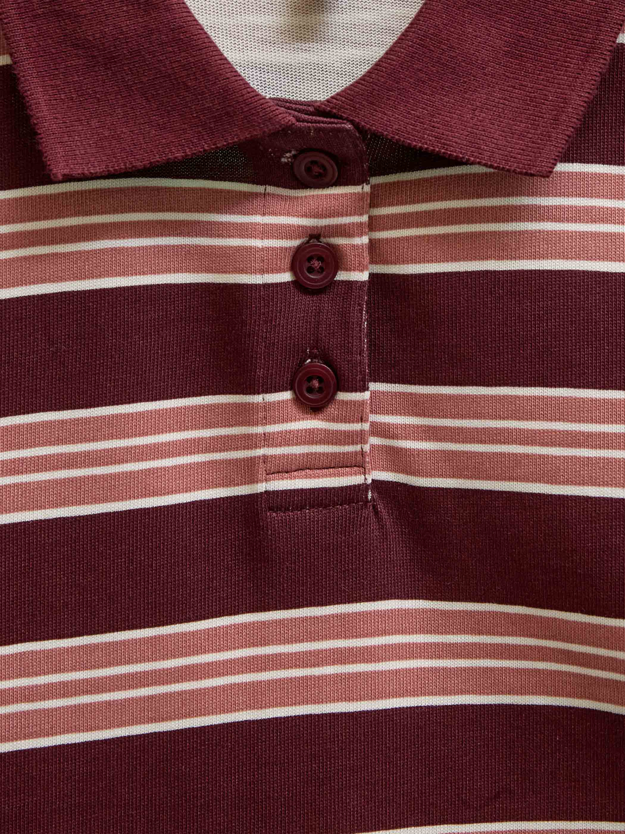 Striped Long-Sleeve Jersey Polo - Tween - Bordeaux | 101698 Hope