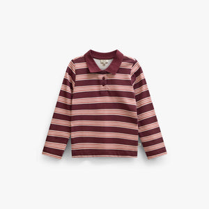 Striped Long-Sleeve Jersey Polo - Kids - Bordeaux | 101697 Hope