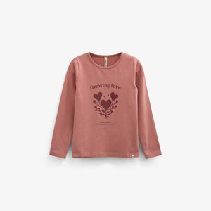 Long-Sleeve T-Shirt with Front Print - Kids - Dusty Rose | 101713 Piper