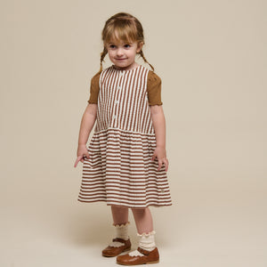 Striped Seersucker Dress - Kids - Brown | 101195 Nadia