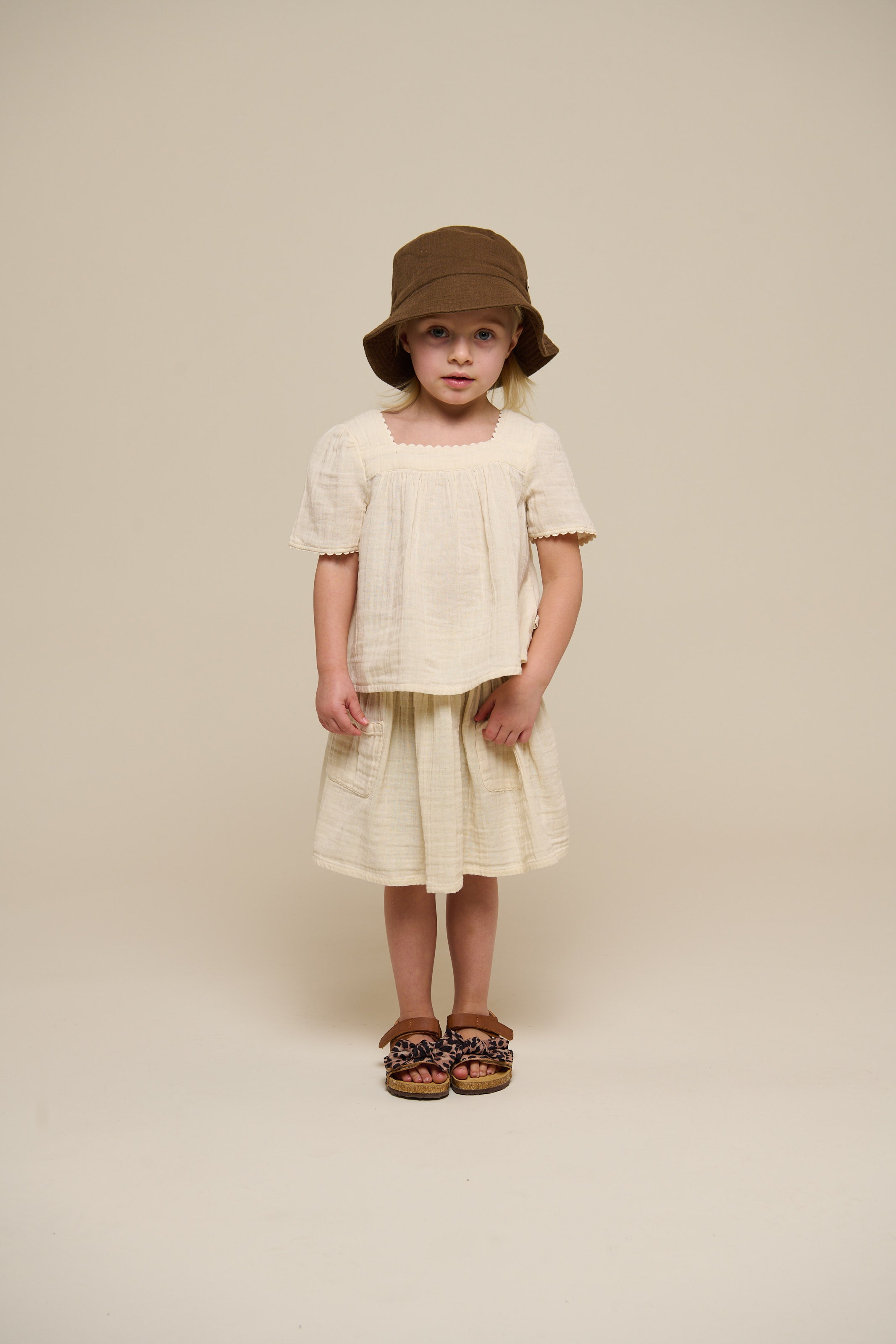 Gauze Short Sleeve Blouse - Kids - Off White | 100918 Jasmine