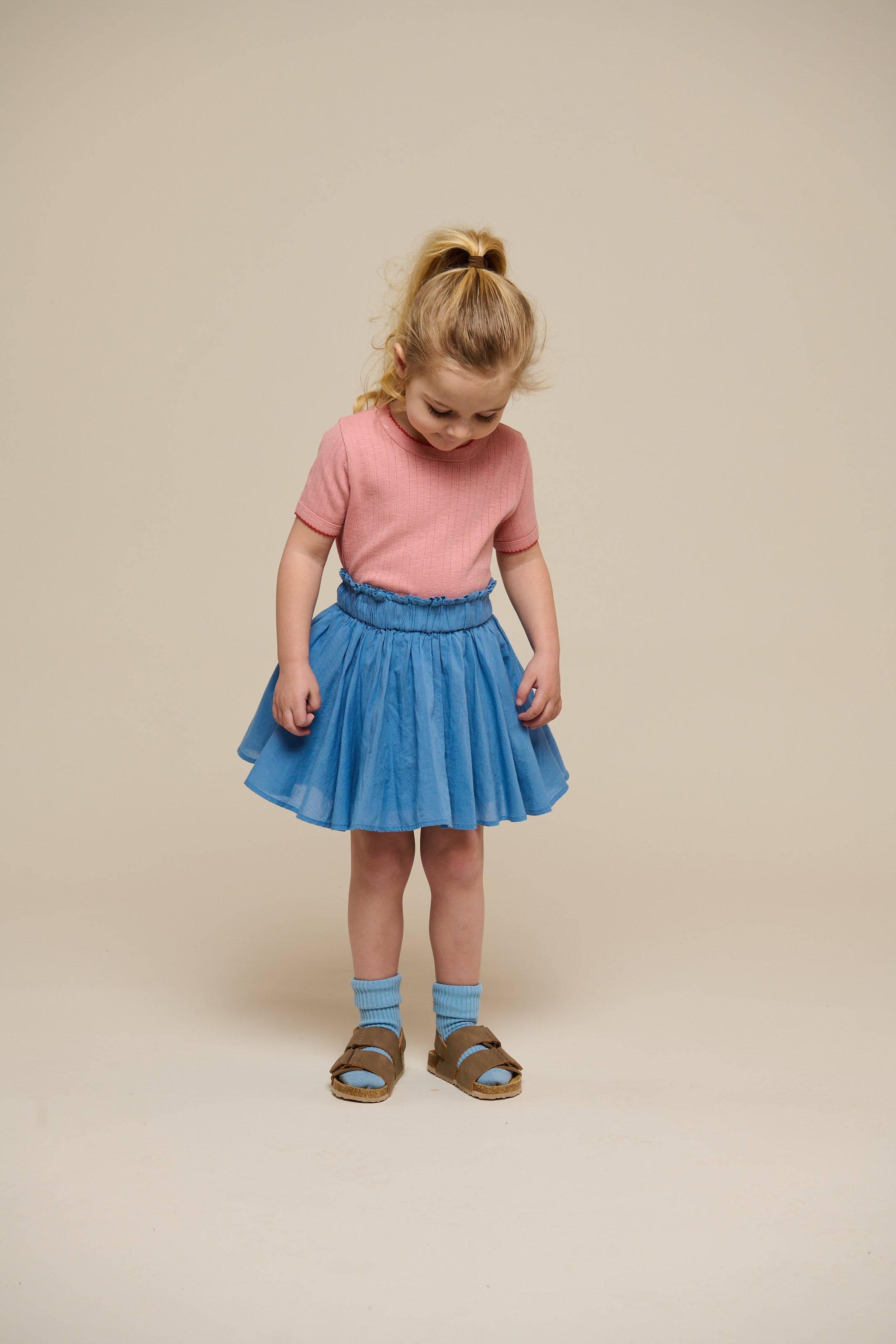 Cotton Skirt with Ric Rac Frill - Kids - Dusty Blue | 101039 Alma