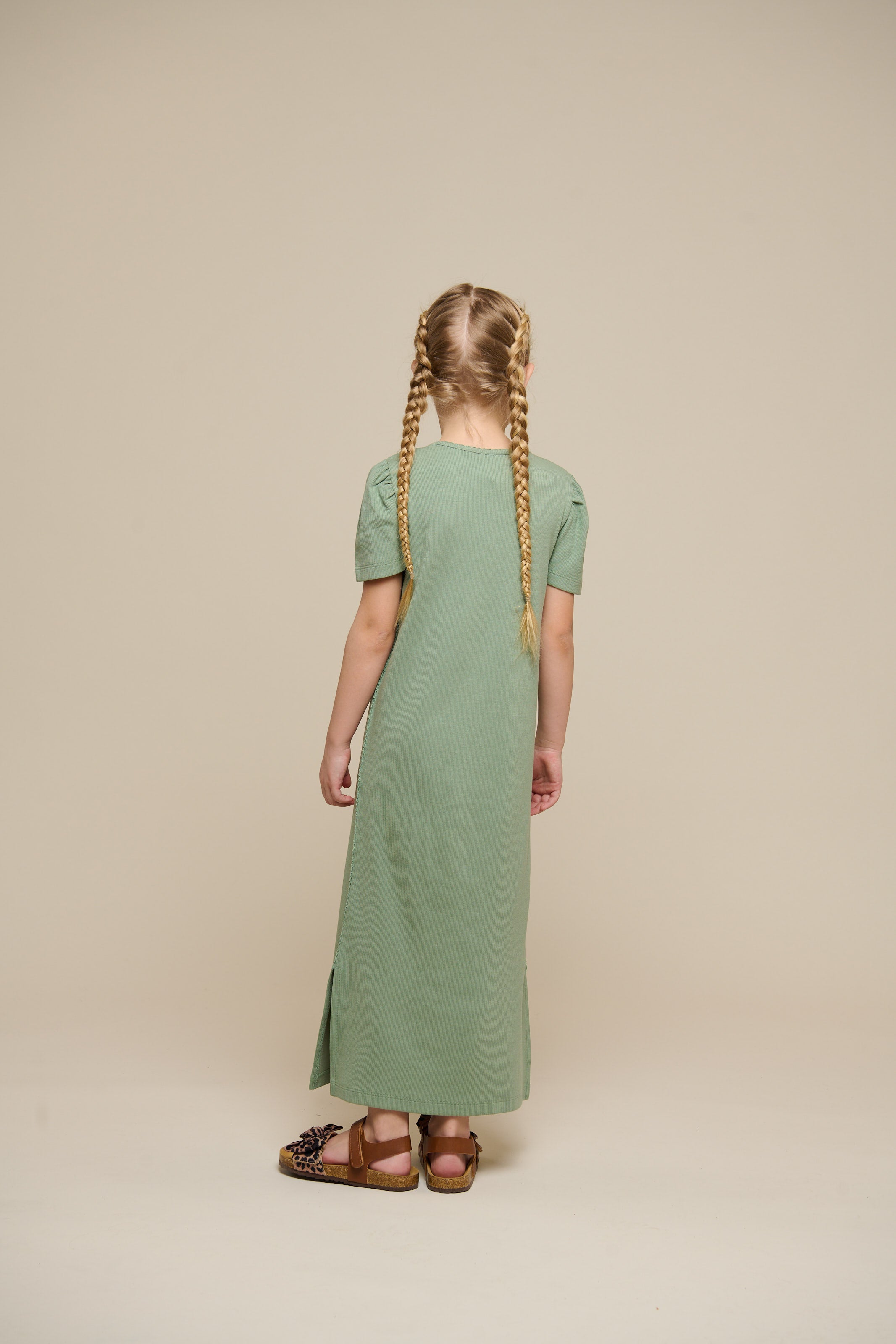 Modal Rib Long T-shirt Dress - Tween - Dusty Green | 101295 Lottie