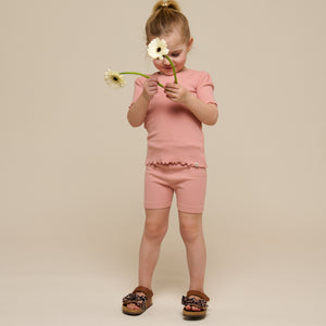 Modal Rib Short Tights - Kids - Rose Tan | 101314 Lottie