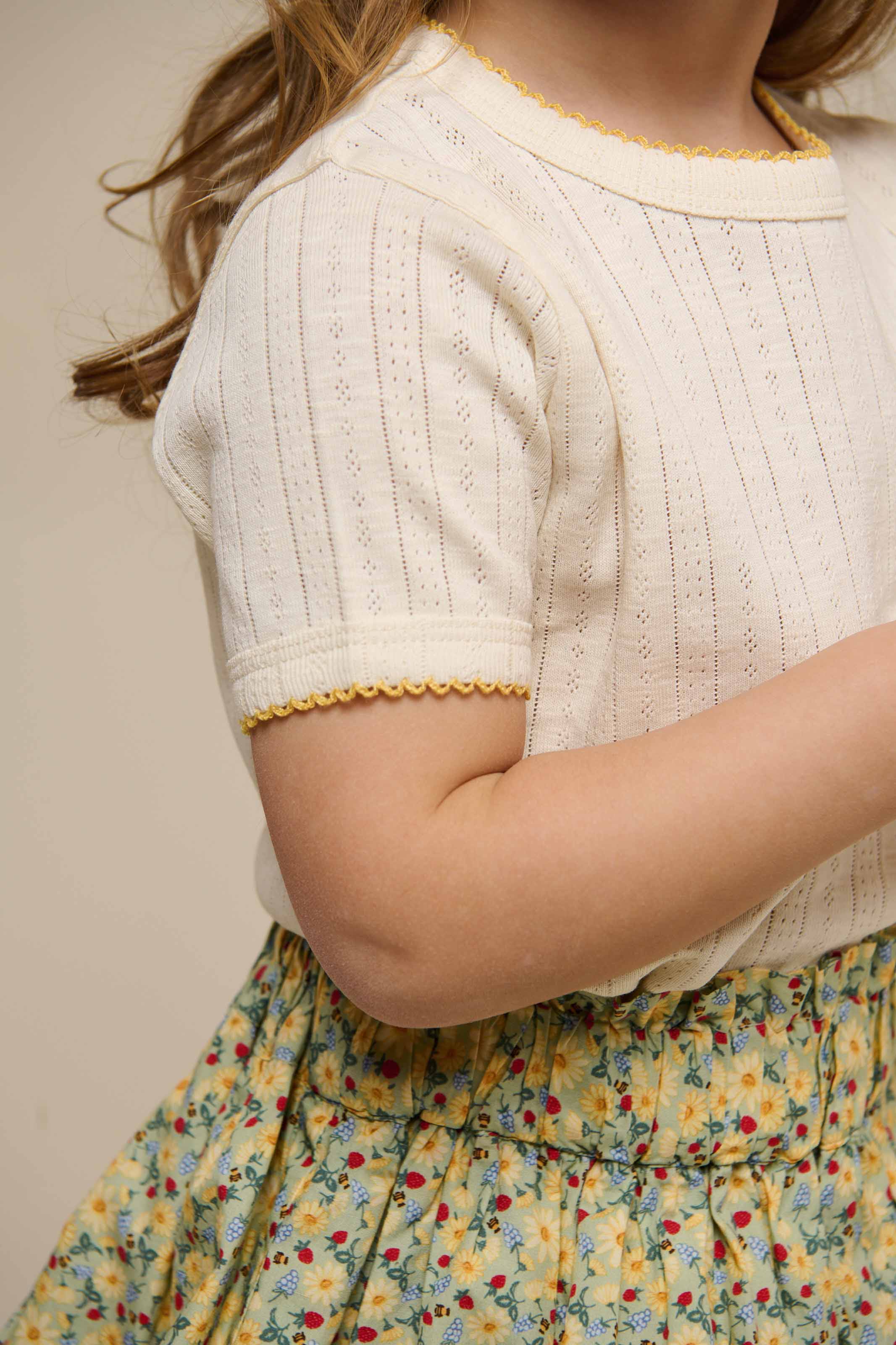 Pointelle t-shirt with contrast picot - Kids - Off White | 101289 Drew