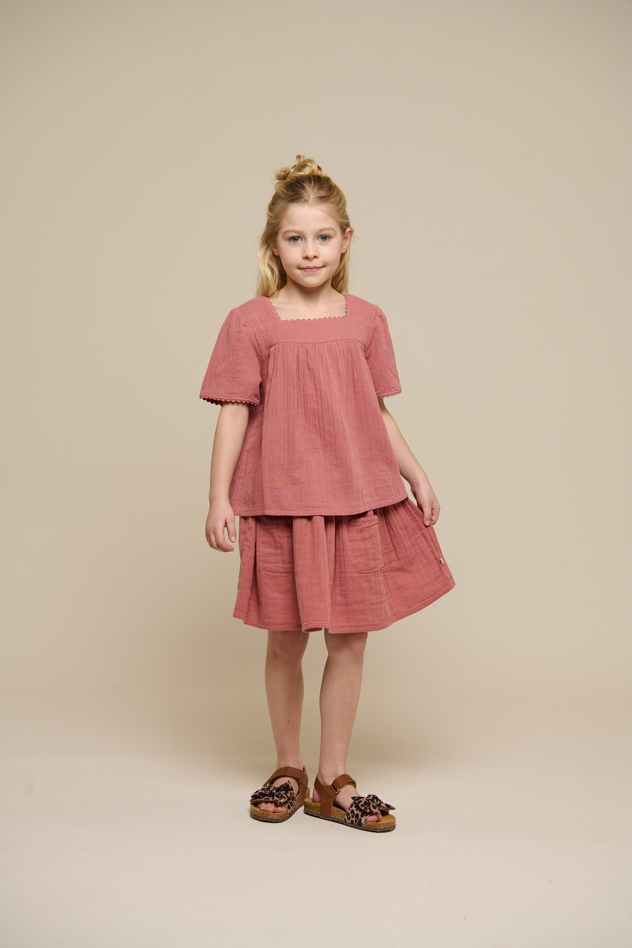 Gauze Short Sleeve Blouse - Tween - Old Rose | 100921 Jasmine