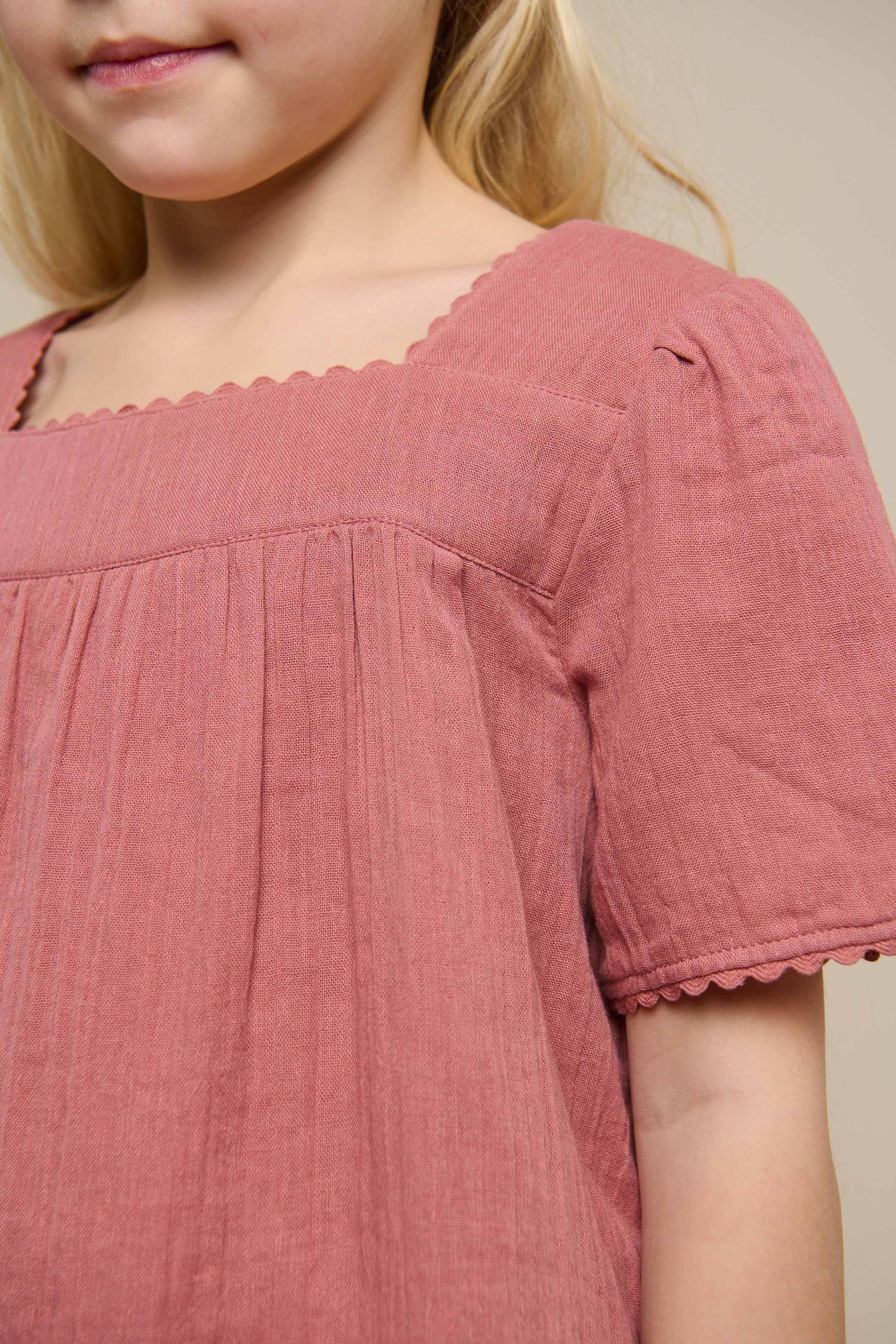 Gauze Short Sleeve Blouse - Tween - Old Rose | 100921 Jasmine
