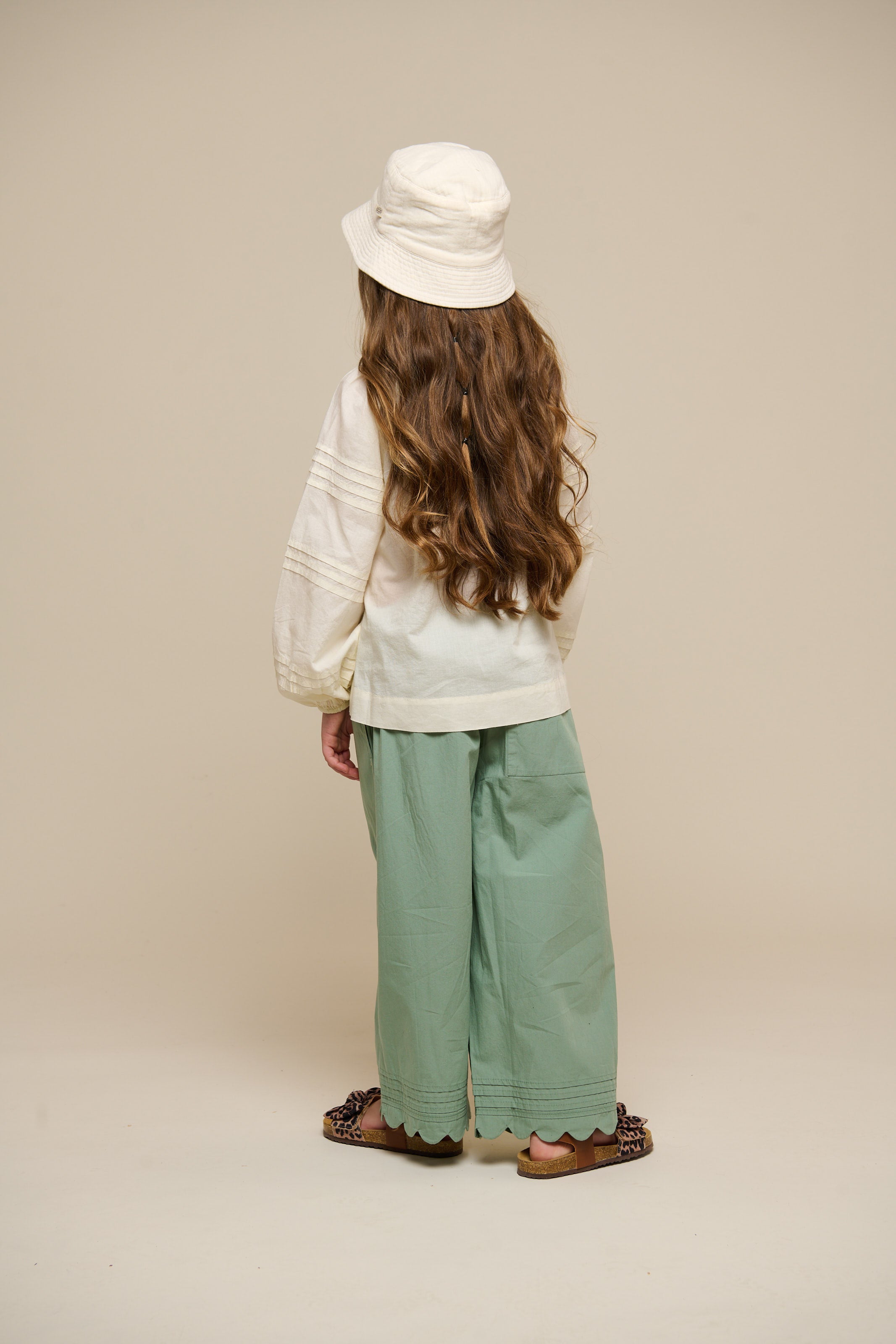Poplin Trouser with Scallop Edge - Tween - Dusty Green | 101080 Joy
