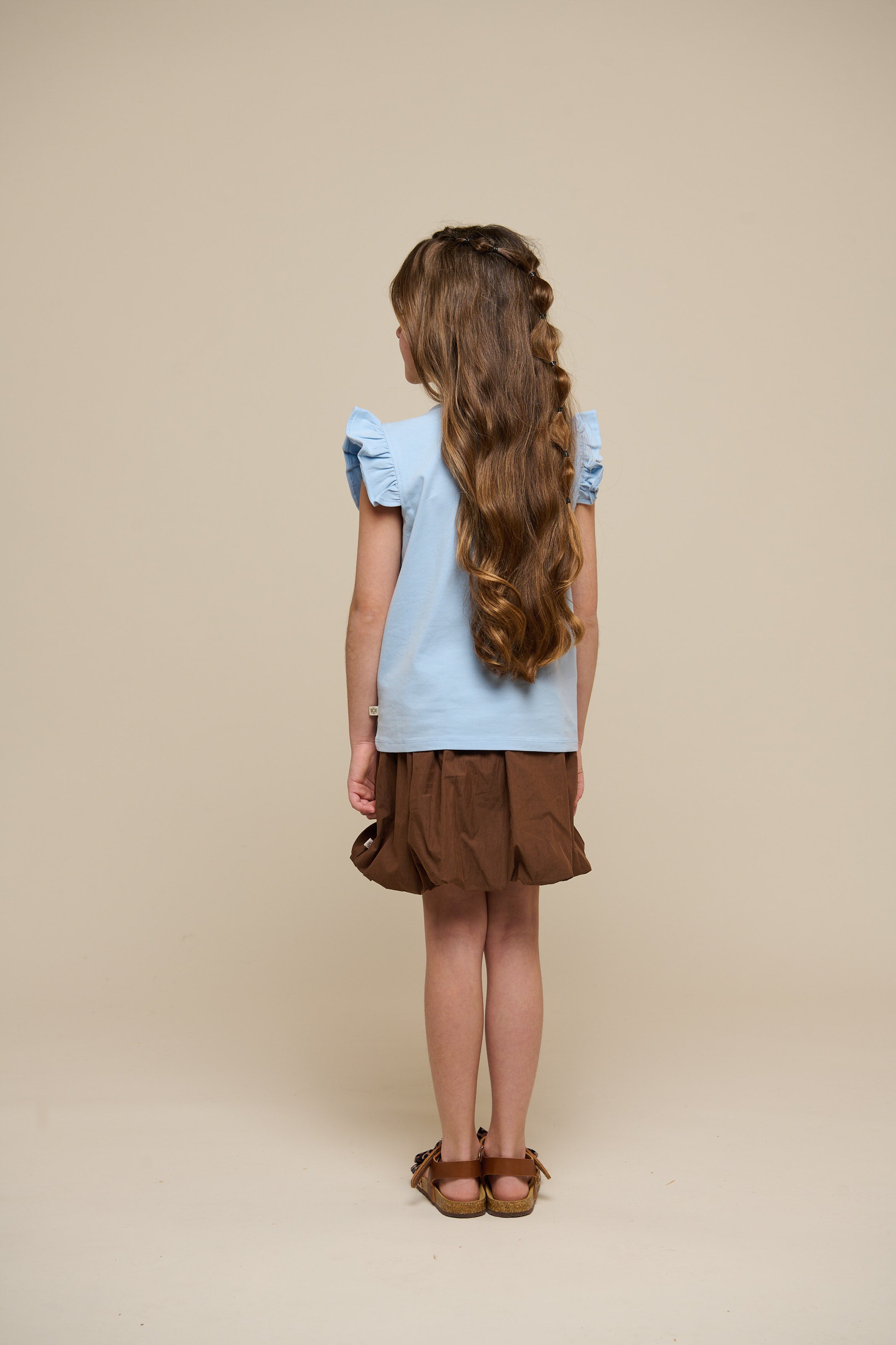 Frill Jersey Top - Tween - Powder Blue | 101268 Selma