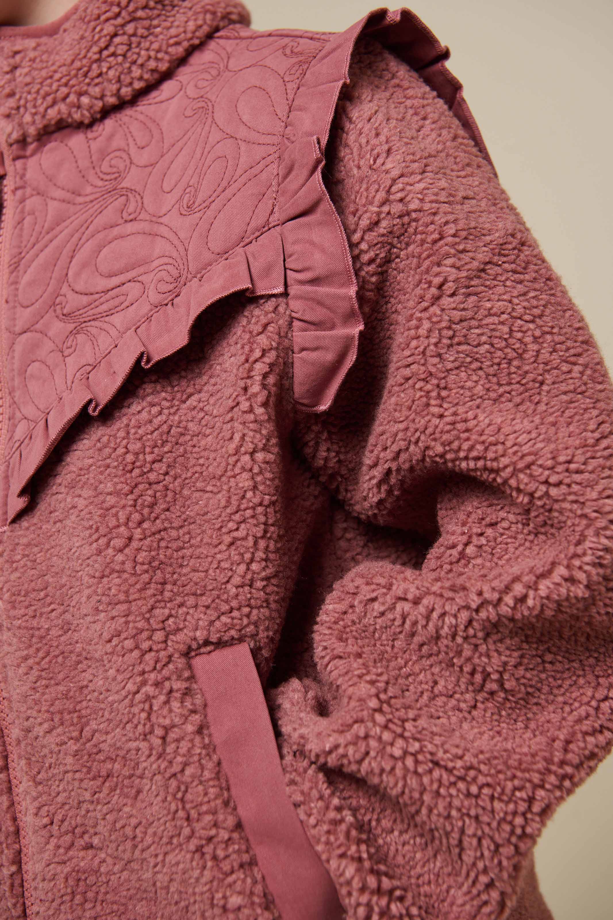 Pile Zip Jacket with Frills - Tween - Old Rose | 100637 Madison