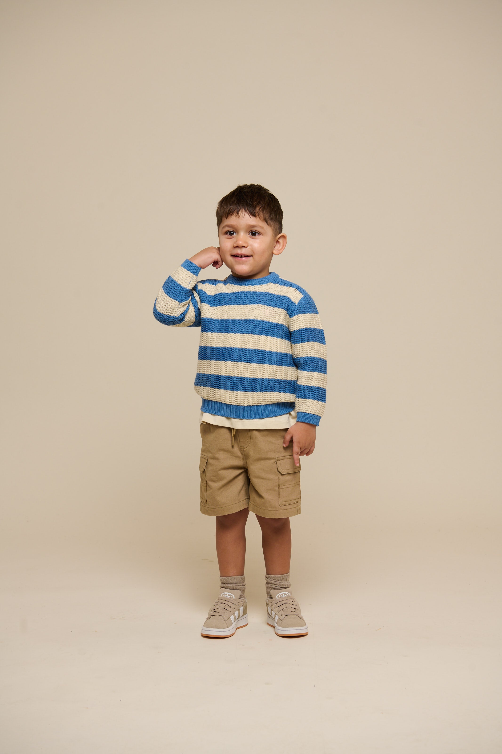 Knit Striped - Kids - Dusty Blue / Offwhite | 101283 Brady