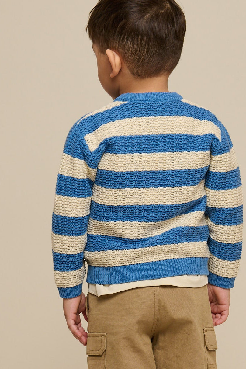 Knit Striped - Kids - Dusty Blue / Offwhite | 101283 Brady
