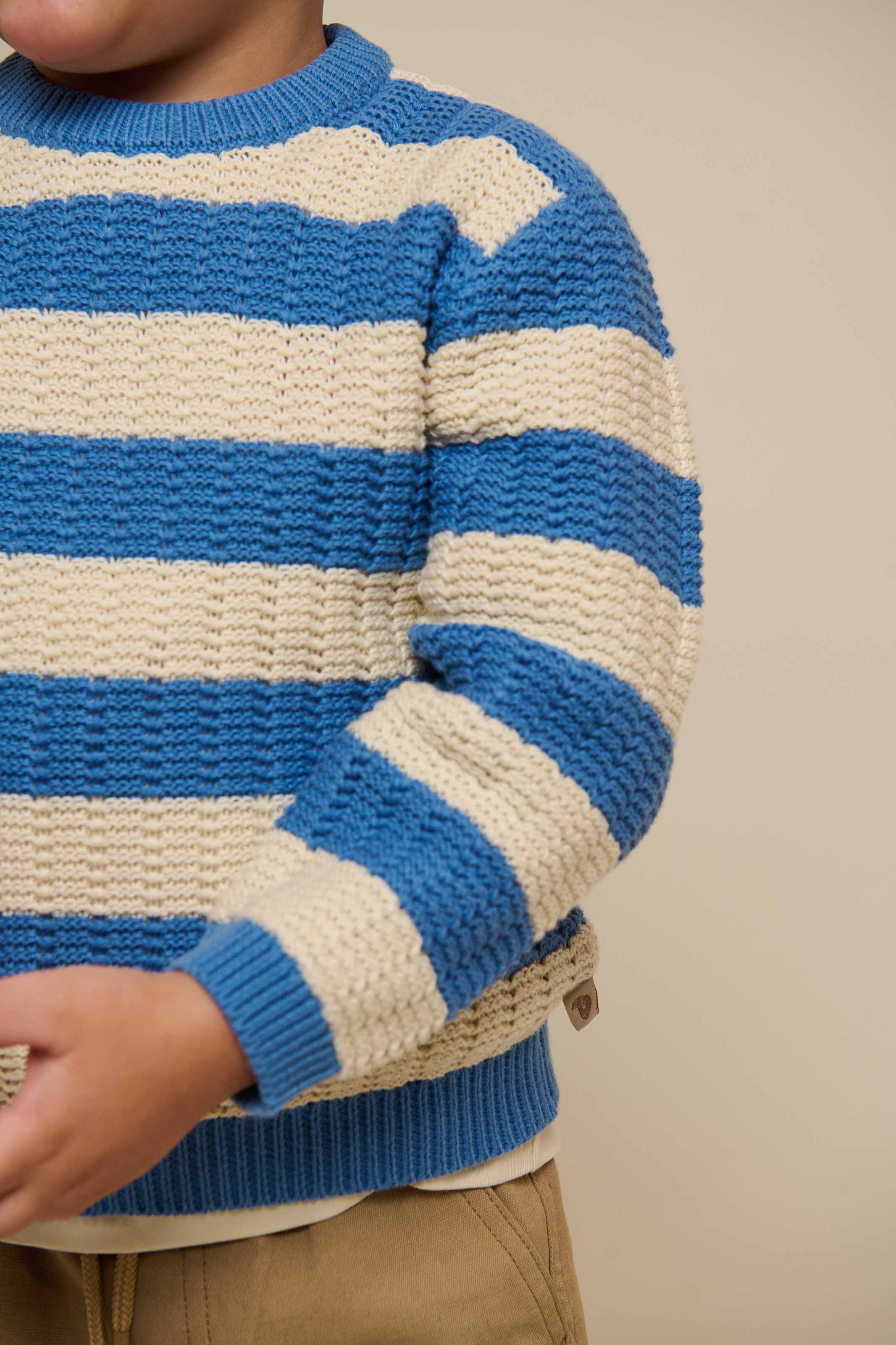 Knit Striped - Kids - Dusty Blue / Offwhite | 101283 Brady