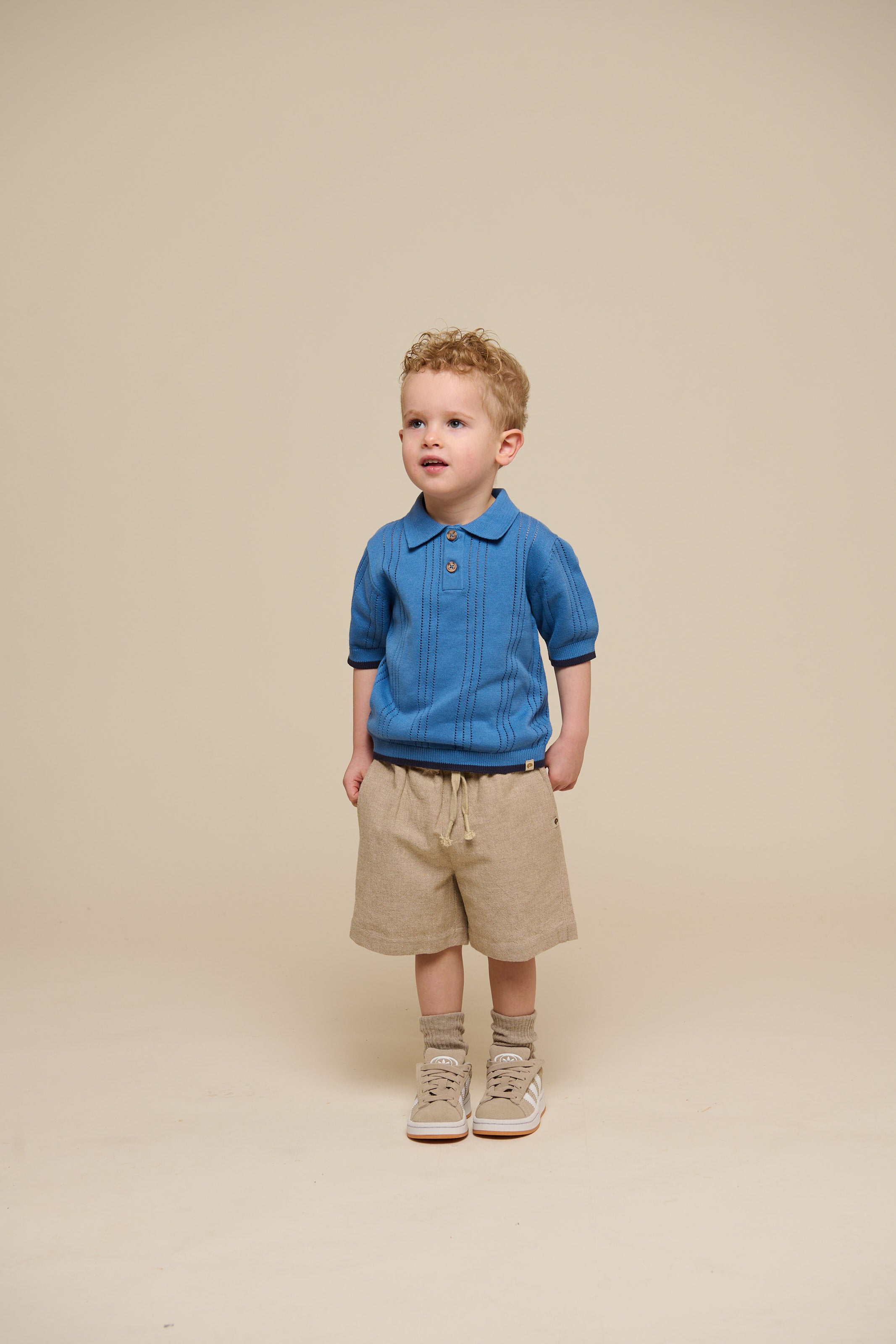 Blue knitted Polo - Kids - Dusty Blue | 101243 Dylan