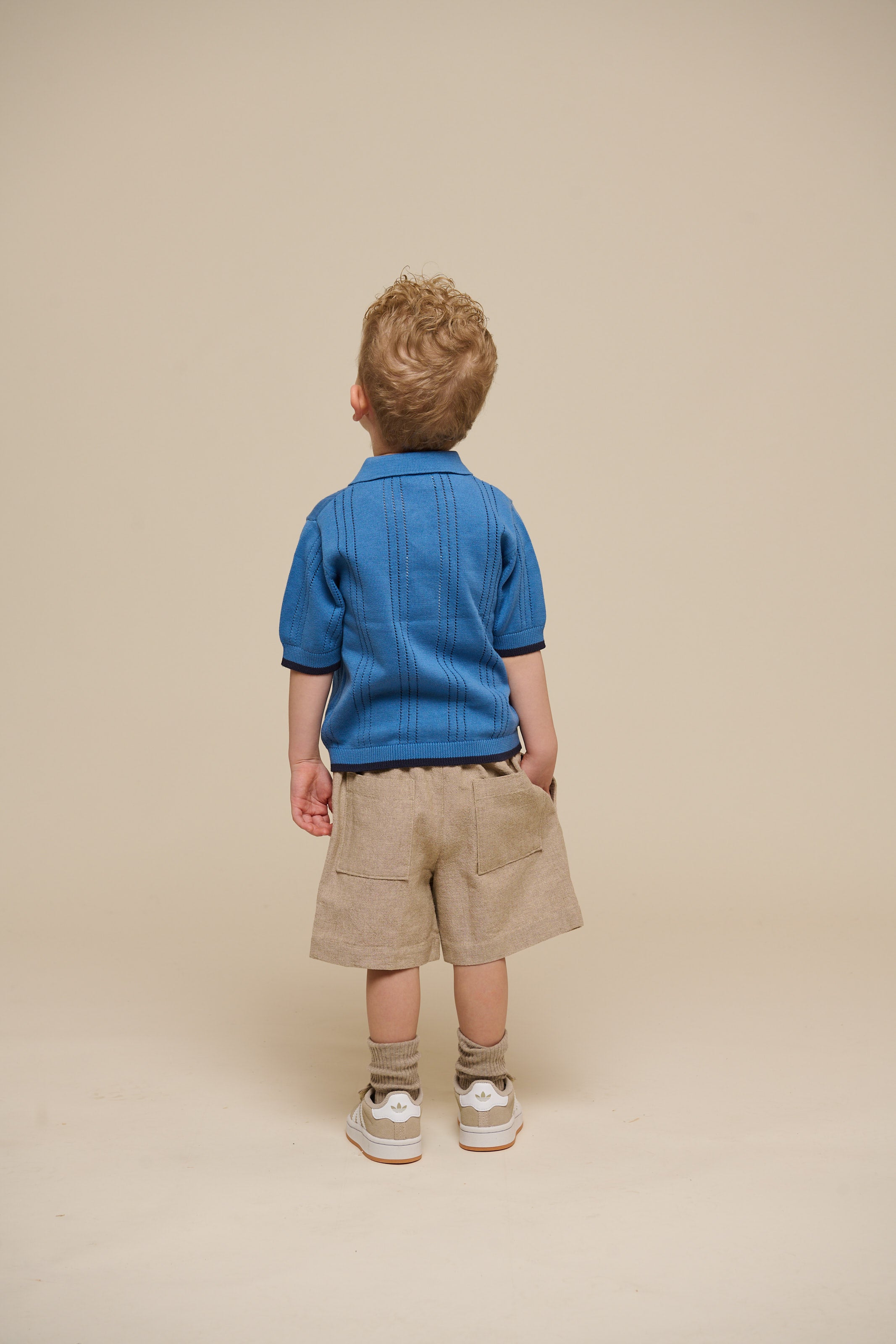 Blue knitted Polo - Kids - Dusty Blue | 101243 Dylan