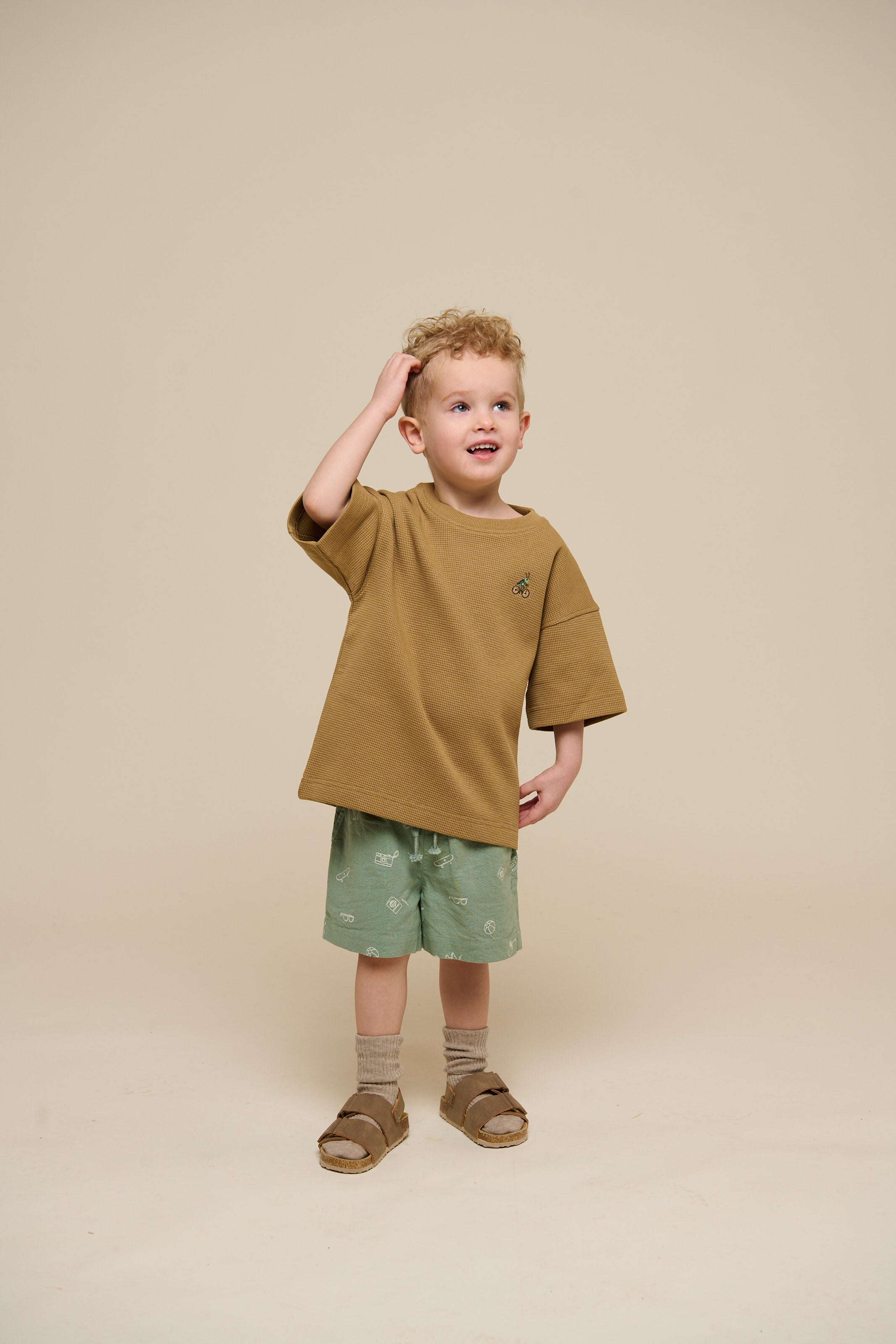 Waffle T-shirt - Kids - Khaki | 101148 Evan